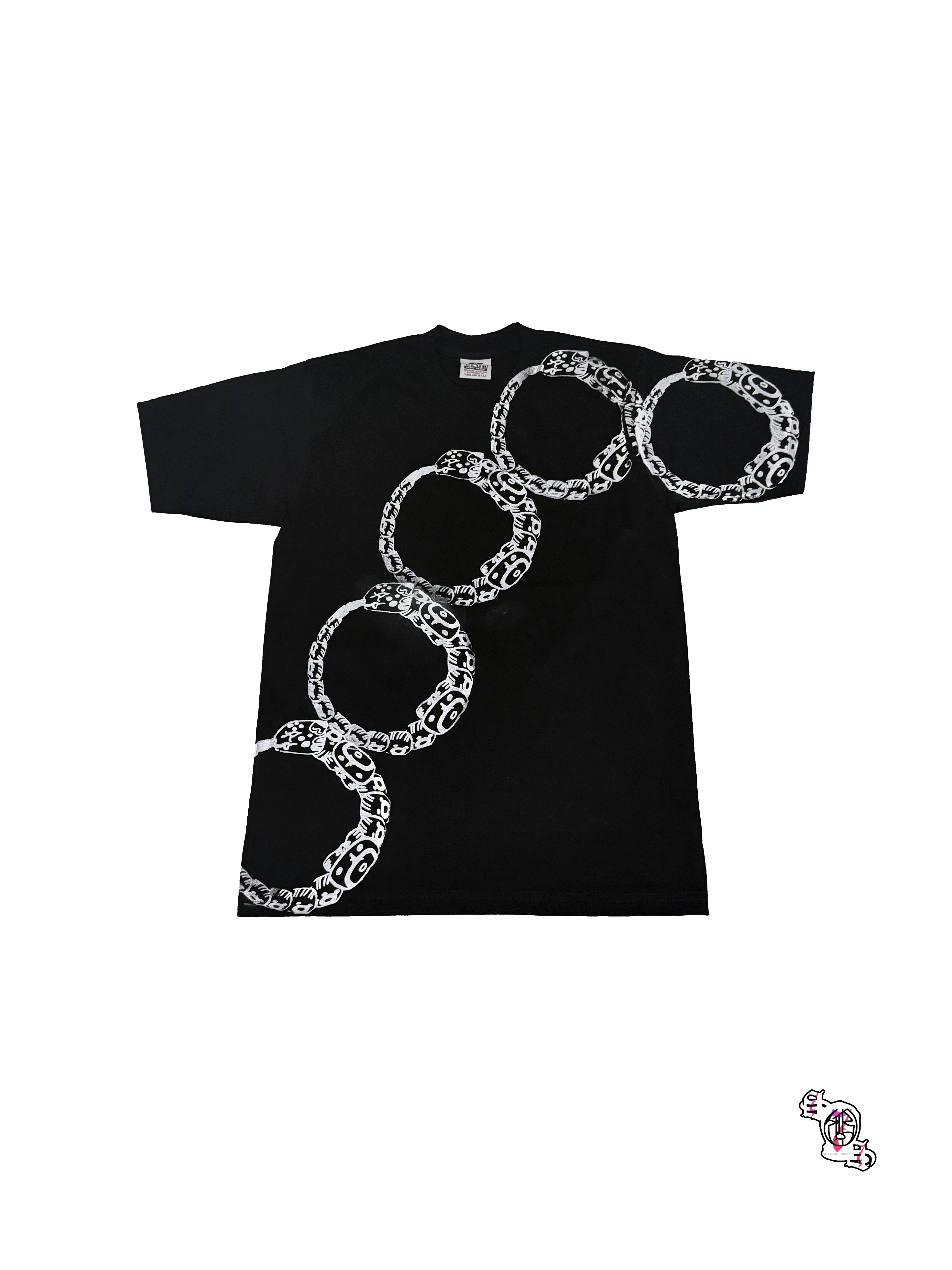 "SOS Ouroboros" Black Pro Club Men's Heavyweight Cotton Short Sleeve Crew Neck T-Shirt