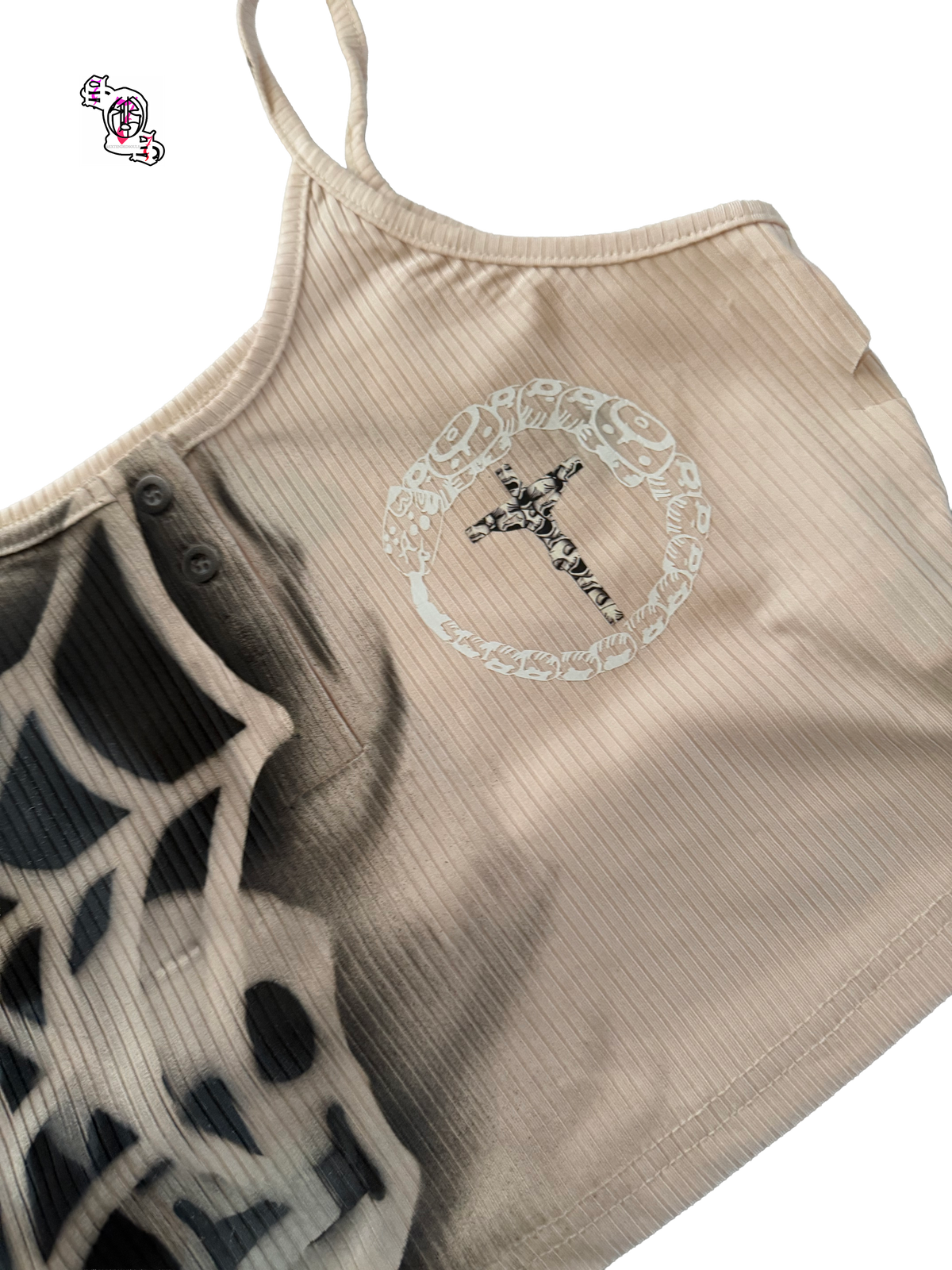 "Jaguar Ouroboros" Peach VaVaBold Casual Versatile Button Front Camisole