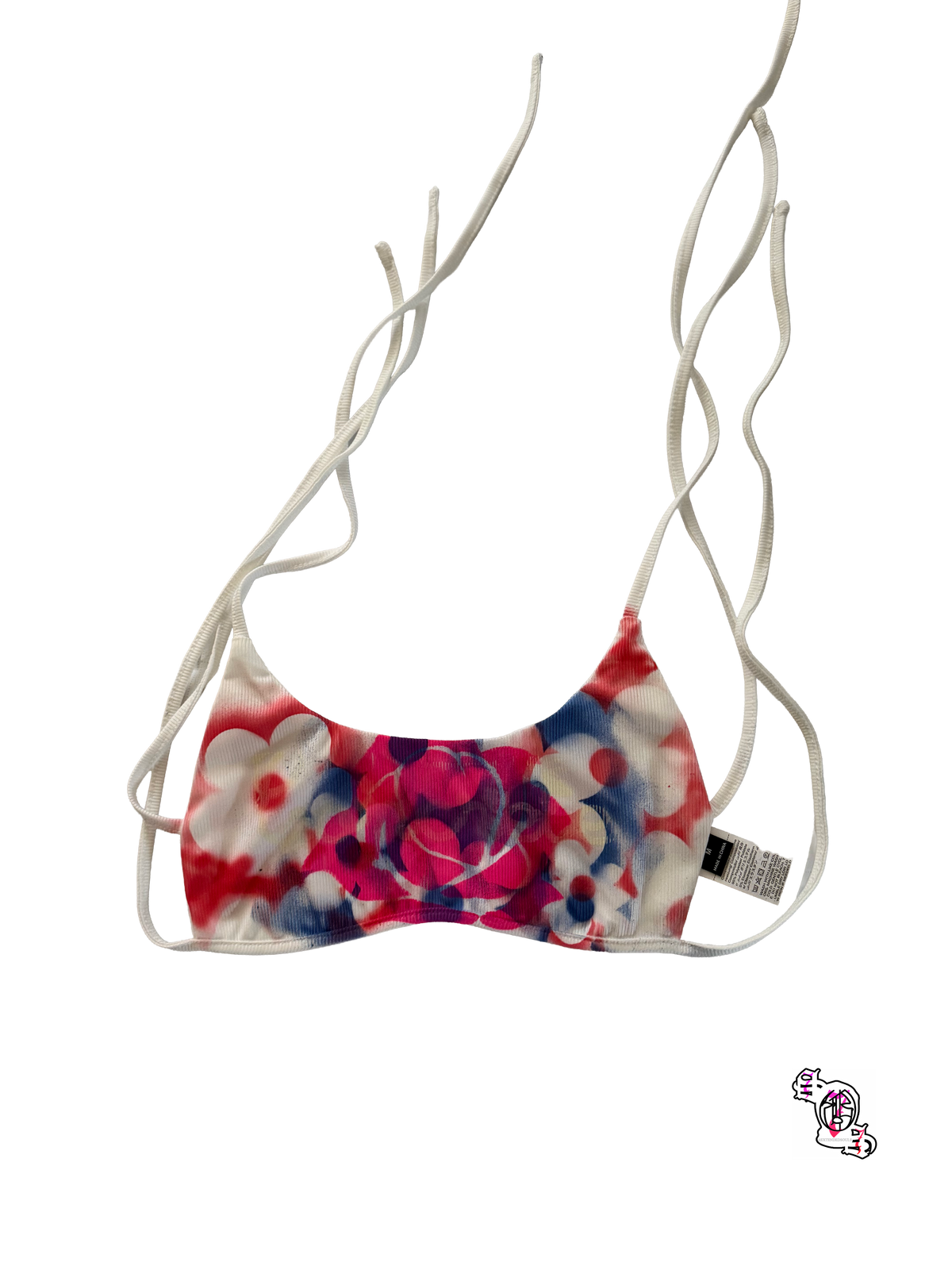 "SOS Concrete Flowers" White EgrlEra Solid Color Backless Halter Tank Top