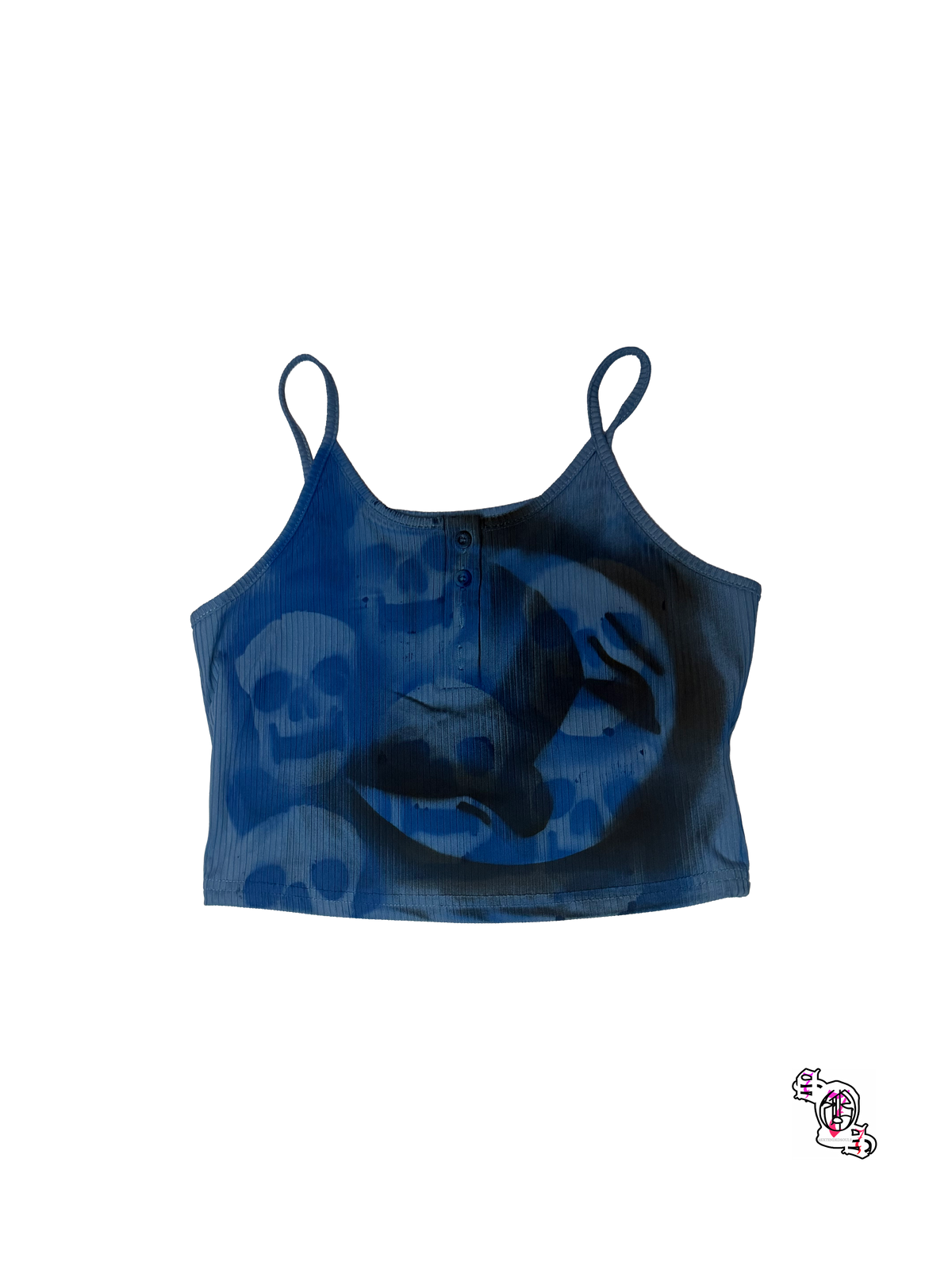 "SOS Stop Self Medication Night" Blue Zolique Button Front Camisole
