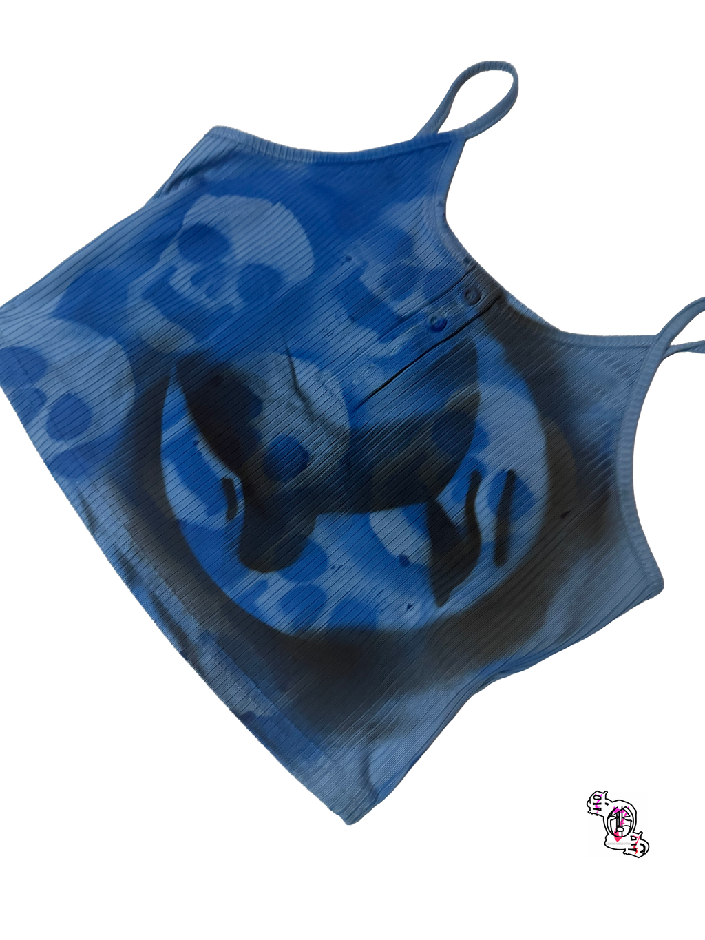 "SOS Stop Self Medication Night" Blue Zolique Button Front Camisole