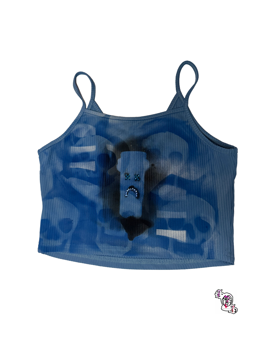 "SOS Stop Self Medication Night" Blue Zolique Button Front Camisole
