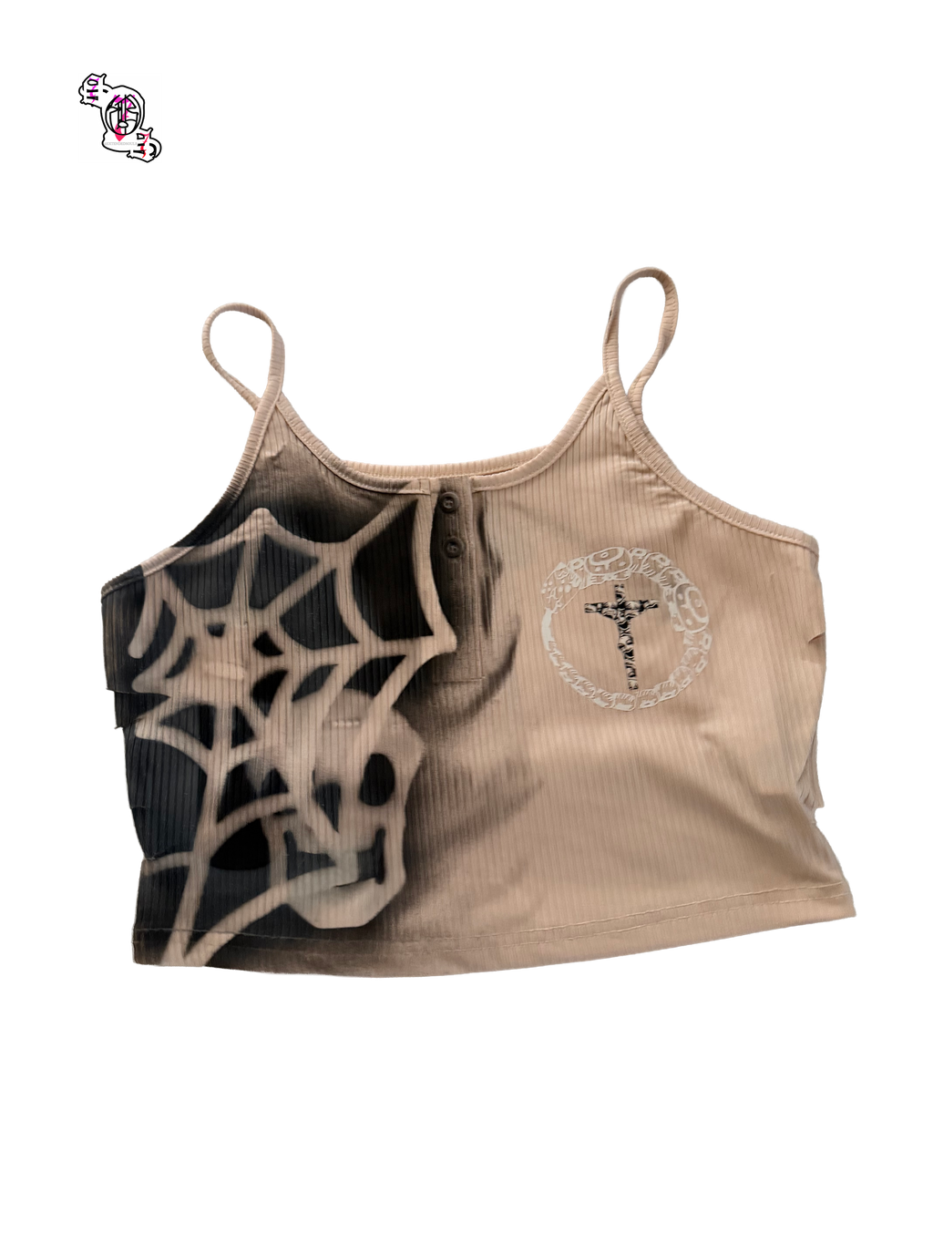 "Jaguar Ouroboros" Peach VaVaBold Casual Versatile Button Front Camisole