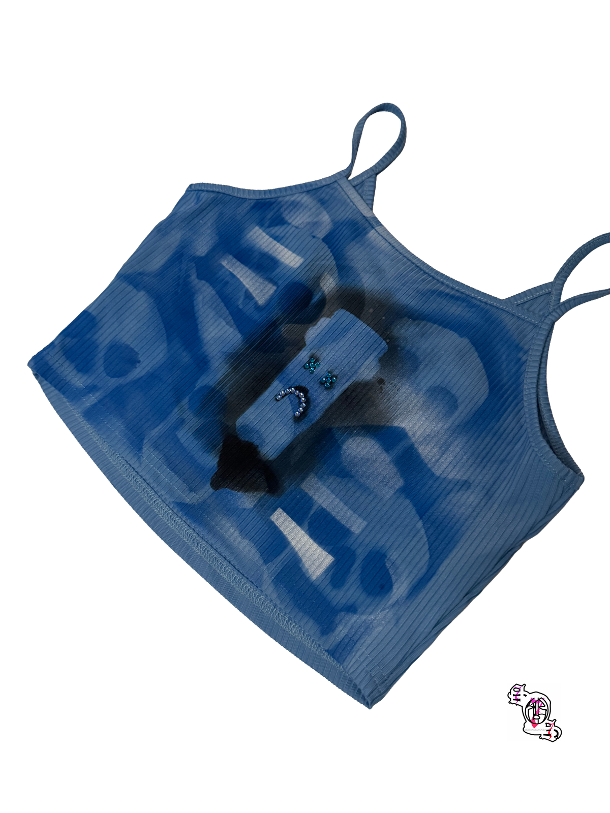 "SOS Stop Self Medication Night" Blue Zolique Button Front Camisole