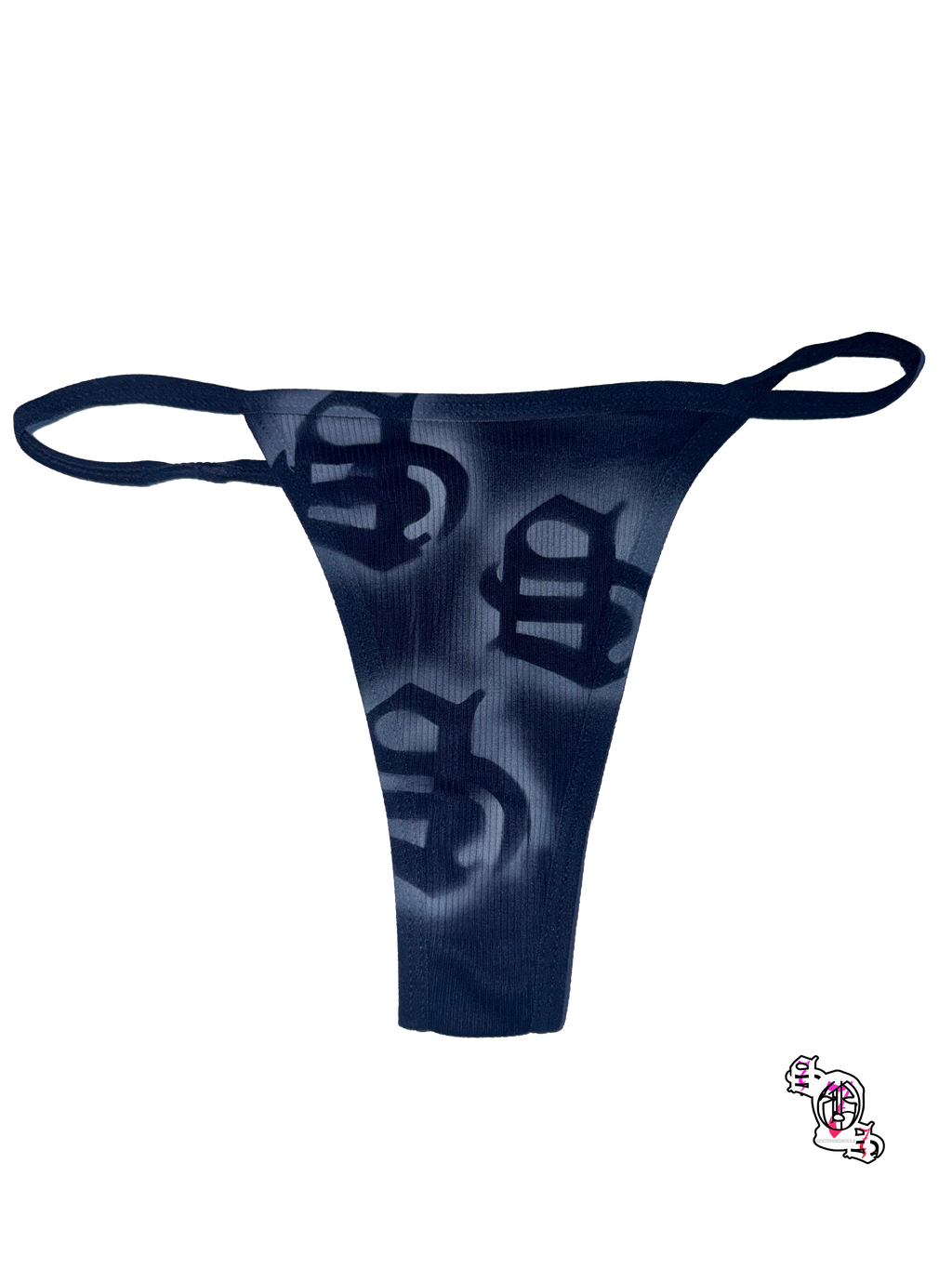 "SOS" Navy Blue Thong