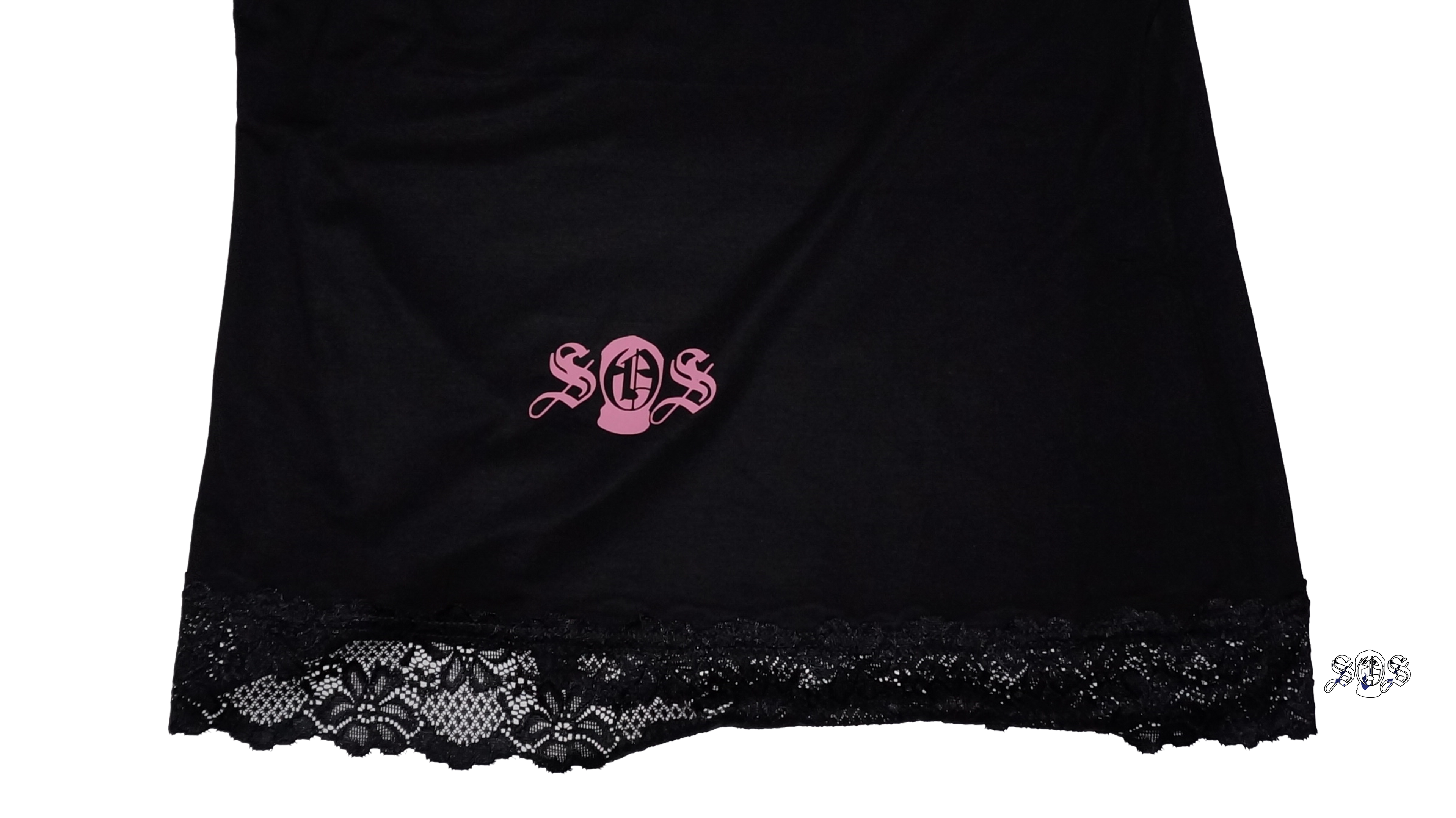 Black "Inspire Envy" Kate Kasin Adjustable Spaghetti Strap Lace Trim Cami Tunic Tank Top