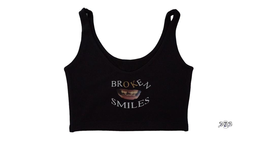 Black "Broken Smiles" Brandy Melville Tank Top