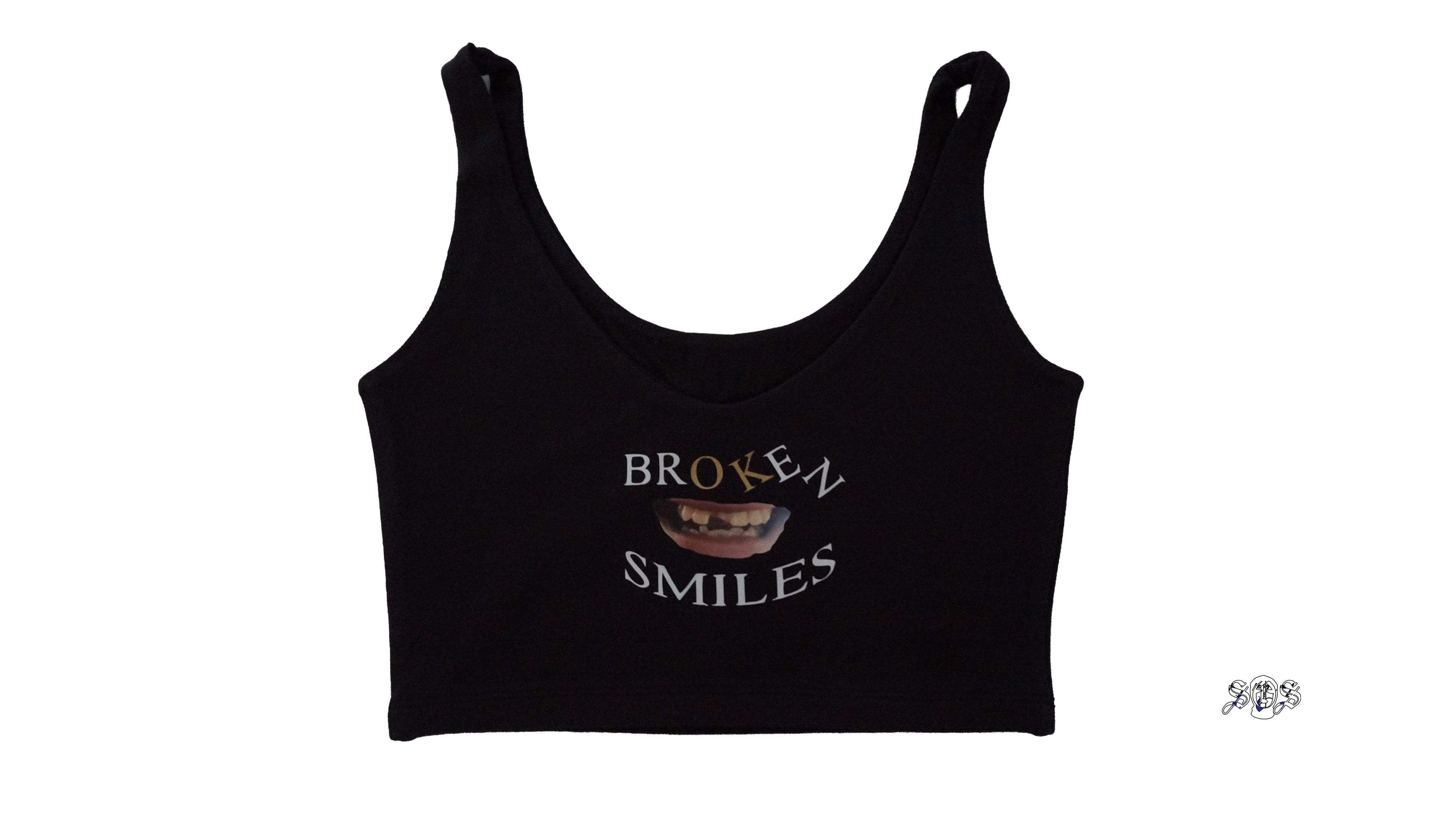 Black "Broken Smiles" Brandy Melville Tank Top