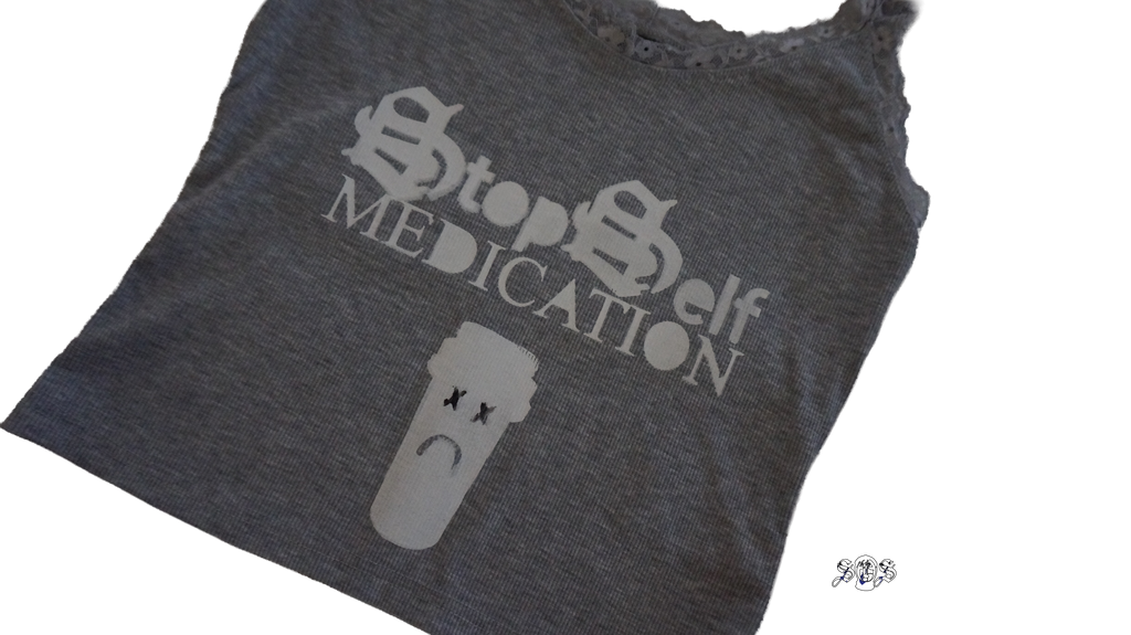 Gray "Stop Self Medication" SHEIN Essnce Summer Lace Trimmed Tight-Fitting Casual Vacation Knitted Tank Top