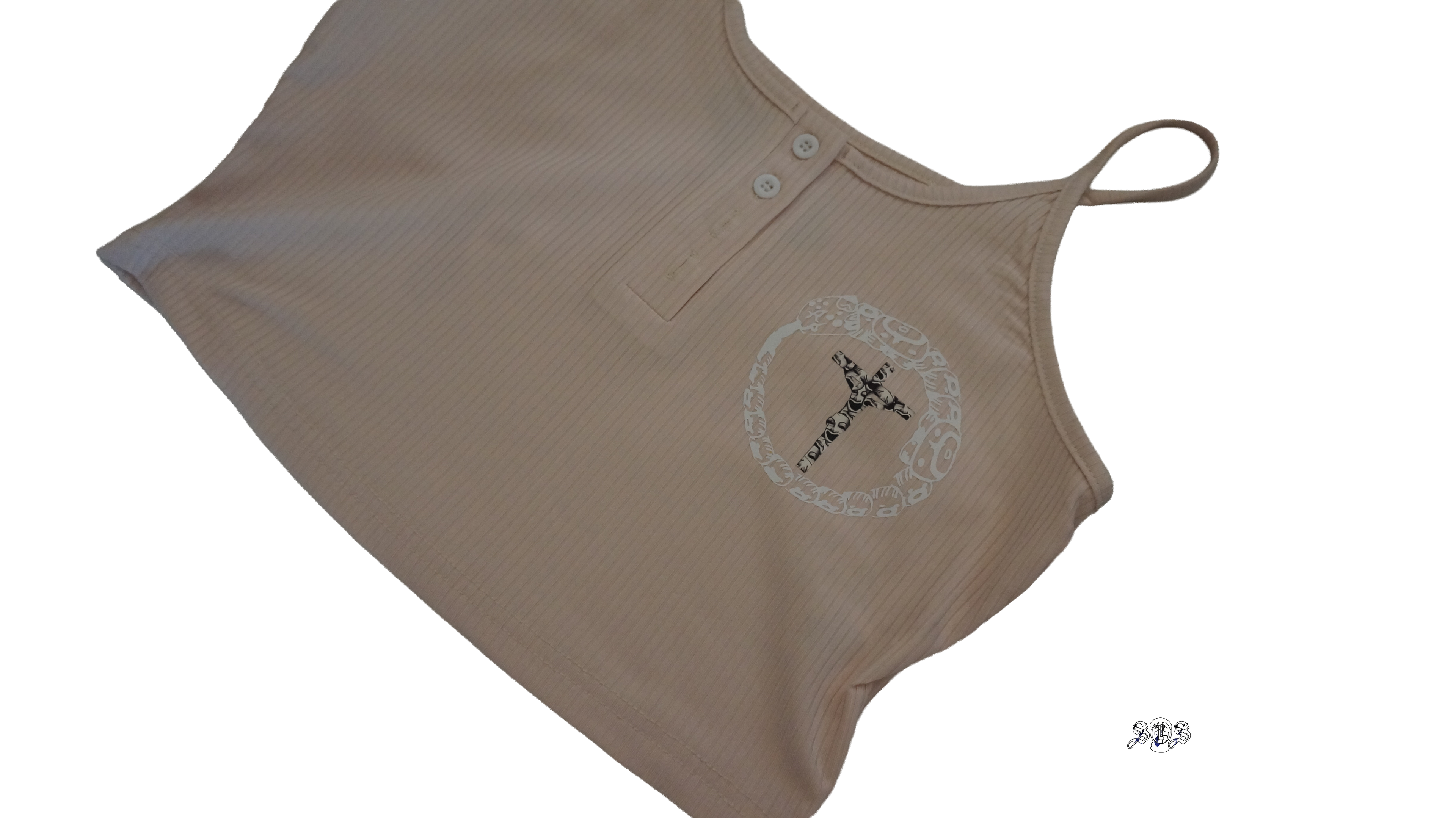 Peach "Jaguar Ouroboros" VaVaBold Casual Versatile Button Front Camisole