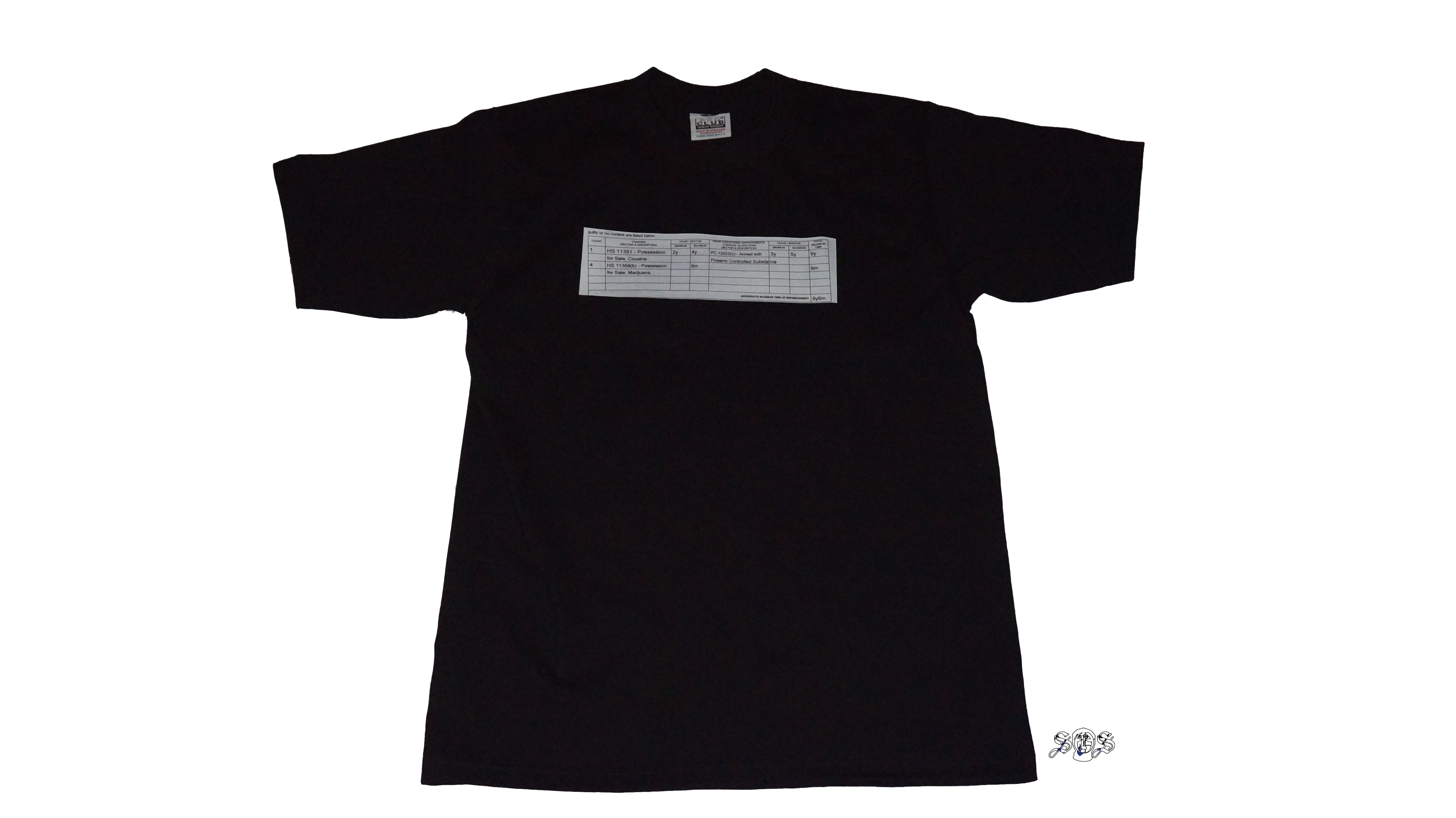 "charges" Black Pro Club Heavyweight T-Shirt