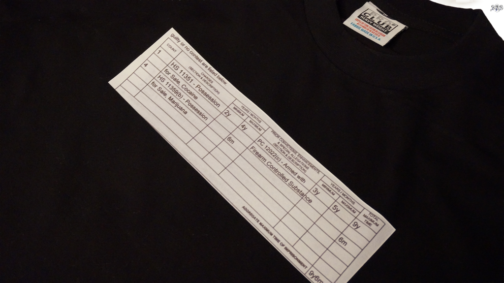 "charges" Black Pro Club Heavyweight T-Shirt