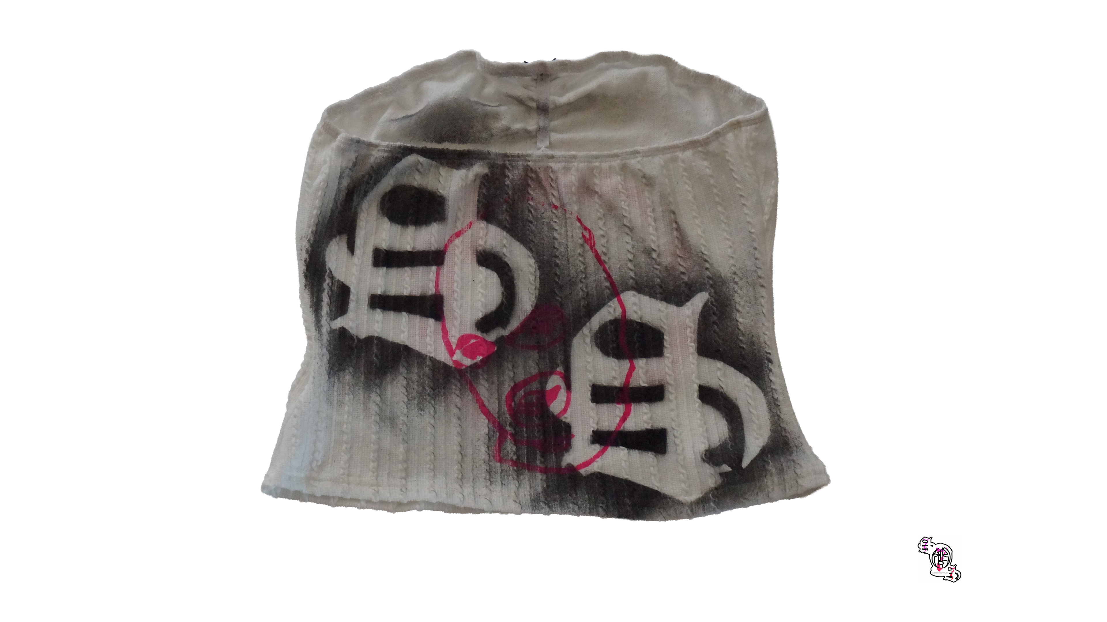 "SOS Ouroboros" White SHEIN MOD Bow Front Tube Cable Knit Top