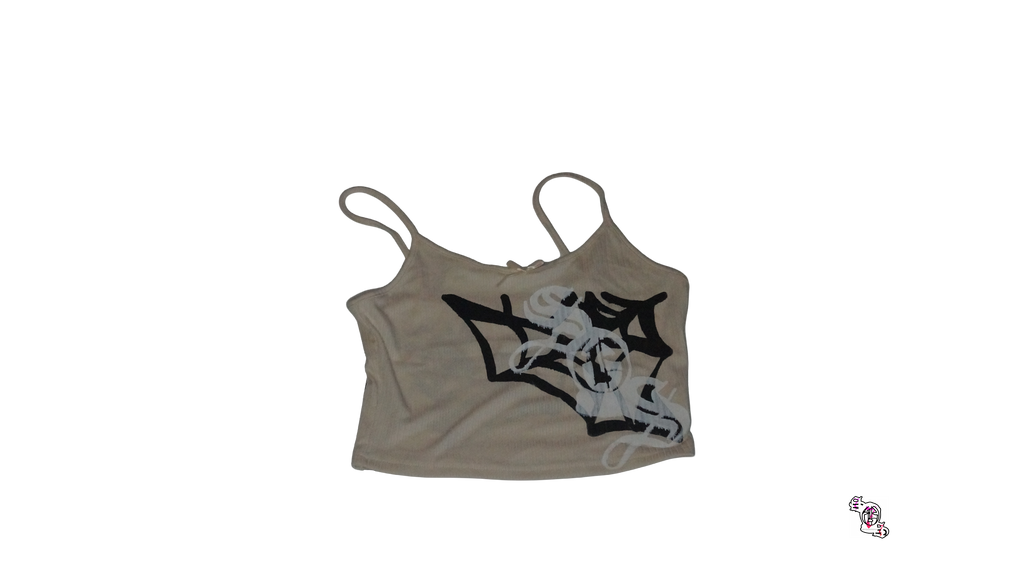 "Trapped SOS" Beige SHEIN Bow Pajama Camisole Tank Top