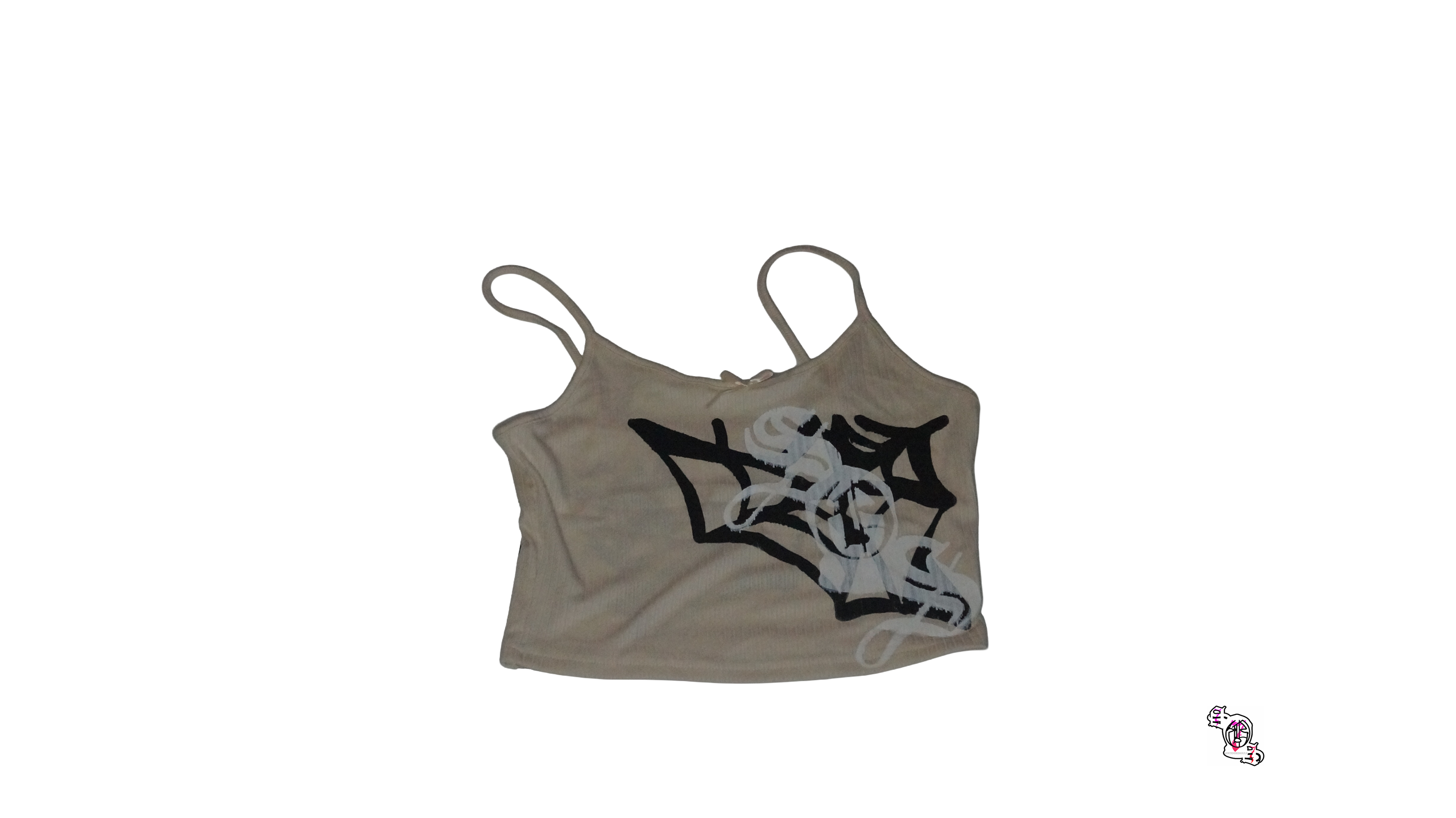 "Trapped SOS" Beige SHEIN Bow Pajama Camisole Tank Top