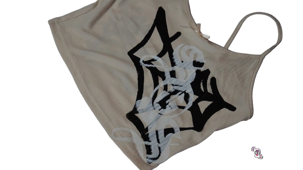 "Trapped SOS" Beige SHEIN Bow Pajama Camisole Tank Top