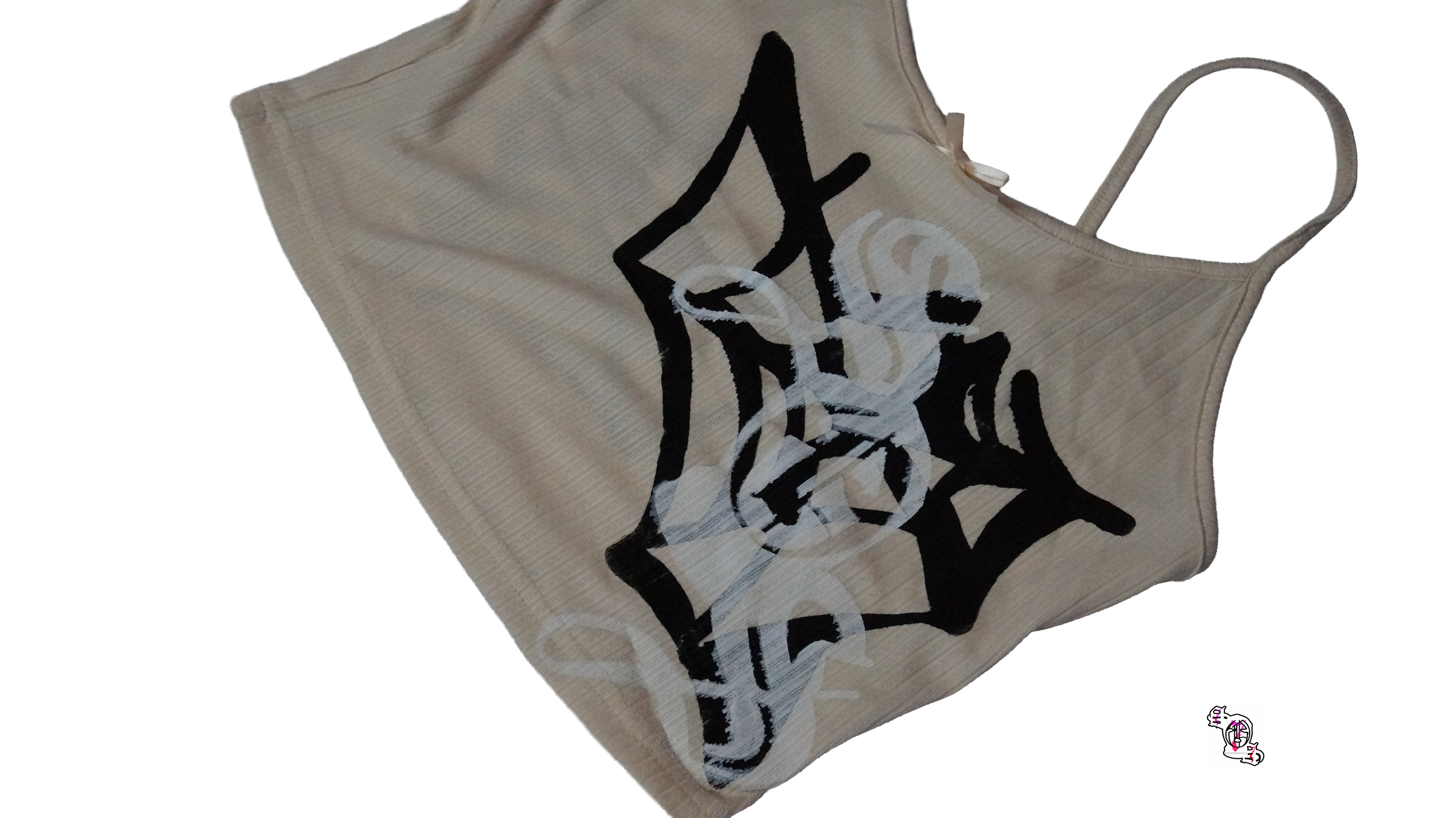 "Trapped SOS" Beige SHEIN Bow Pajama Camisole Tank Top