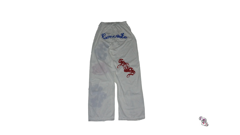 "Concrete Flowers" White SHEIN Bowknot Pants