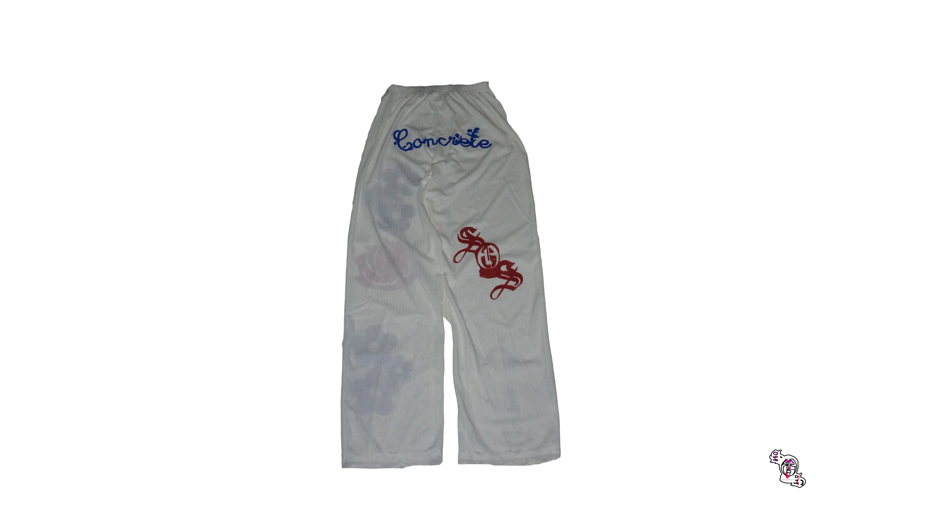 "Concrete Flowers" White SHEIN Bowknot Pants
