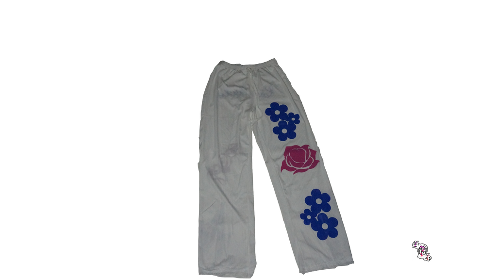 "Concrete Flowers" White SHEIN Bowknot Pants