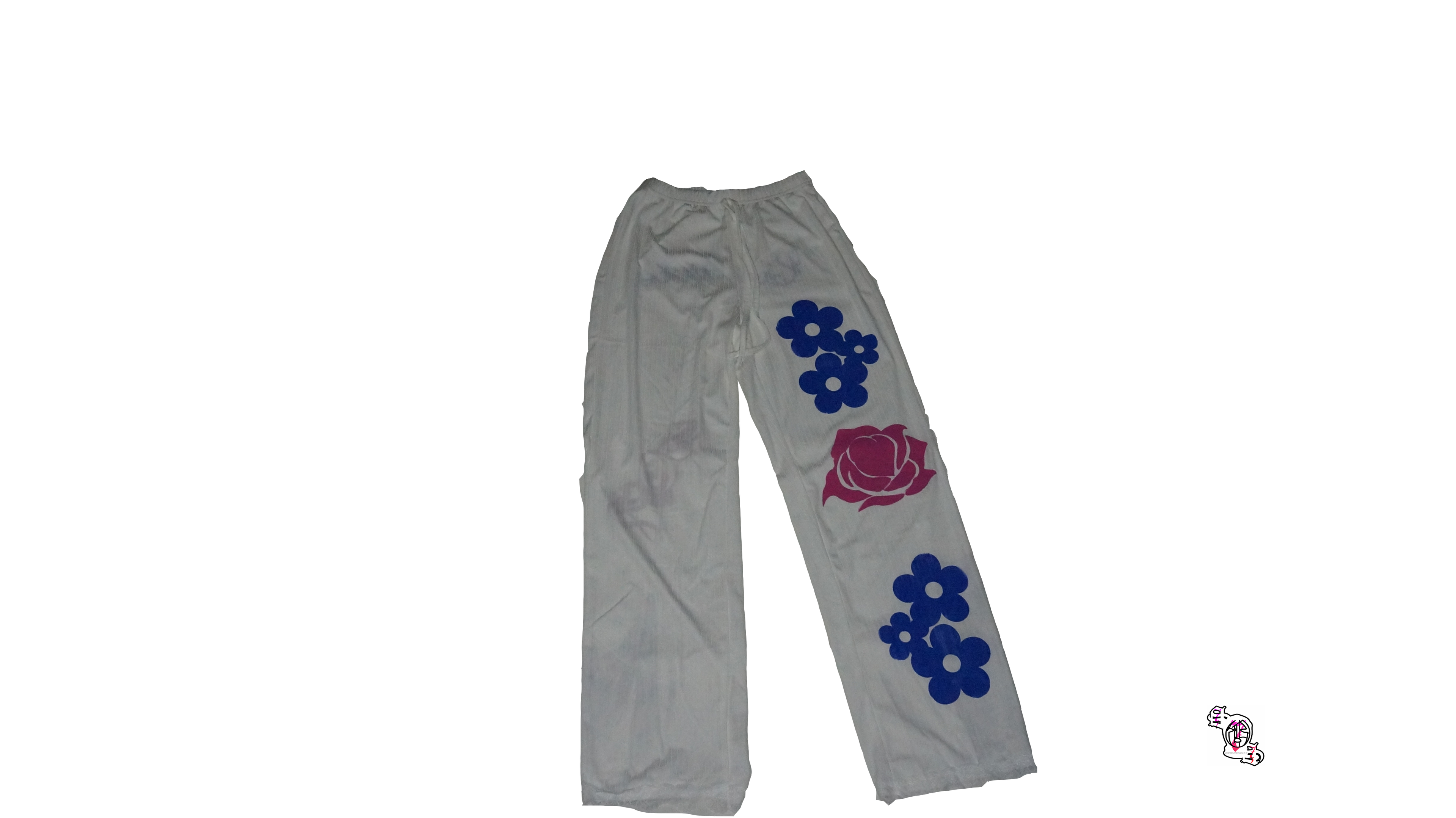 "Concrete Flowers" White SHEIN Bowknot Pants