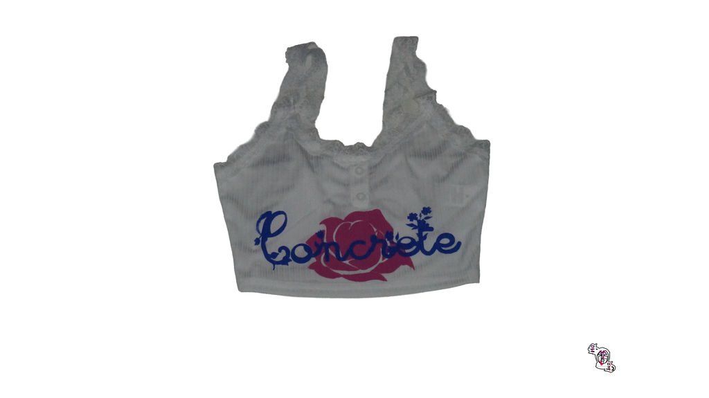 "Concrete Flowers" White SHEIN Women Shell Trimmed Sleeveless Top