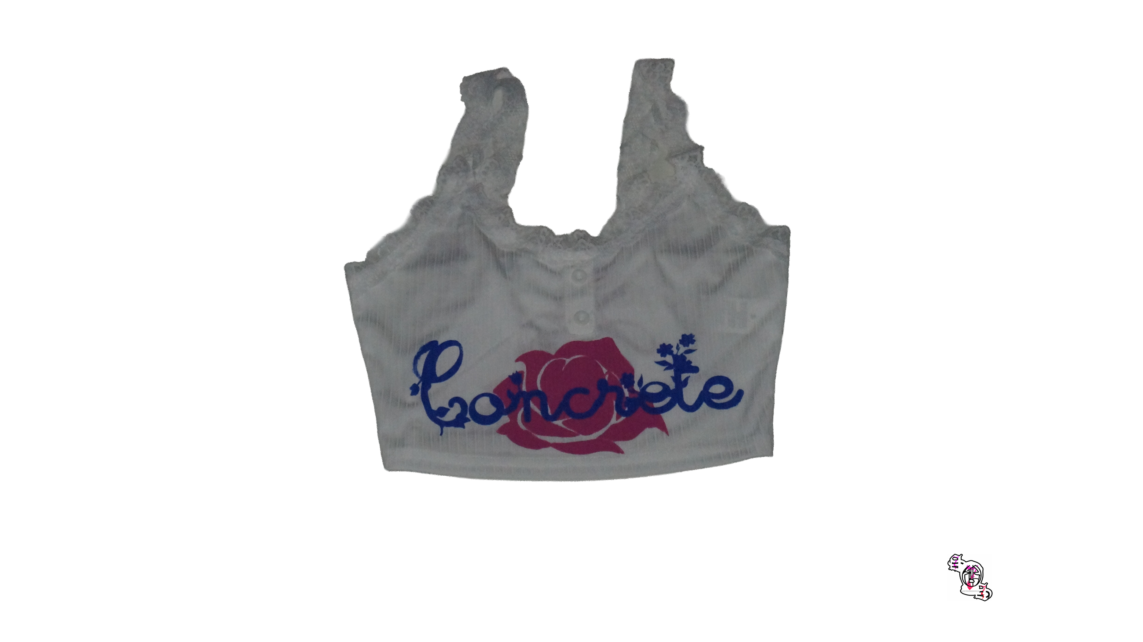 "Concrete Flowers" White SHEIN Women Shell Trimmed Sleeveless Top
