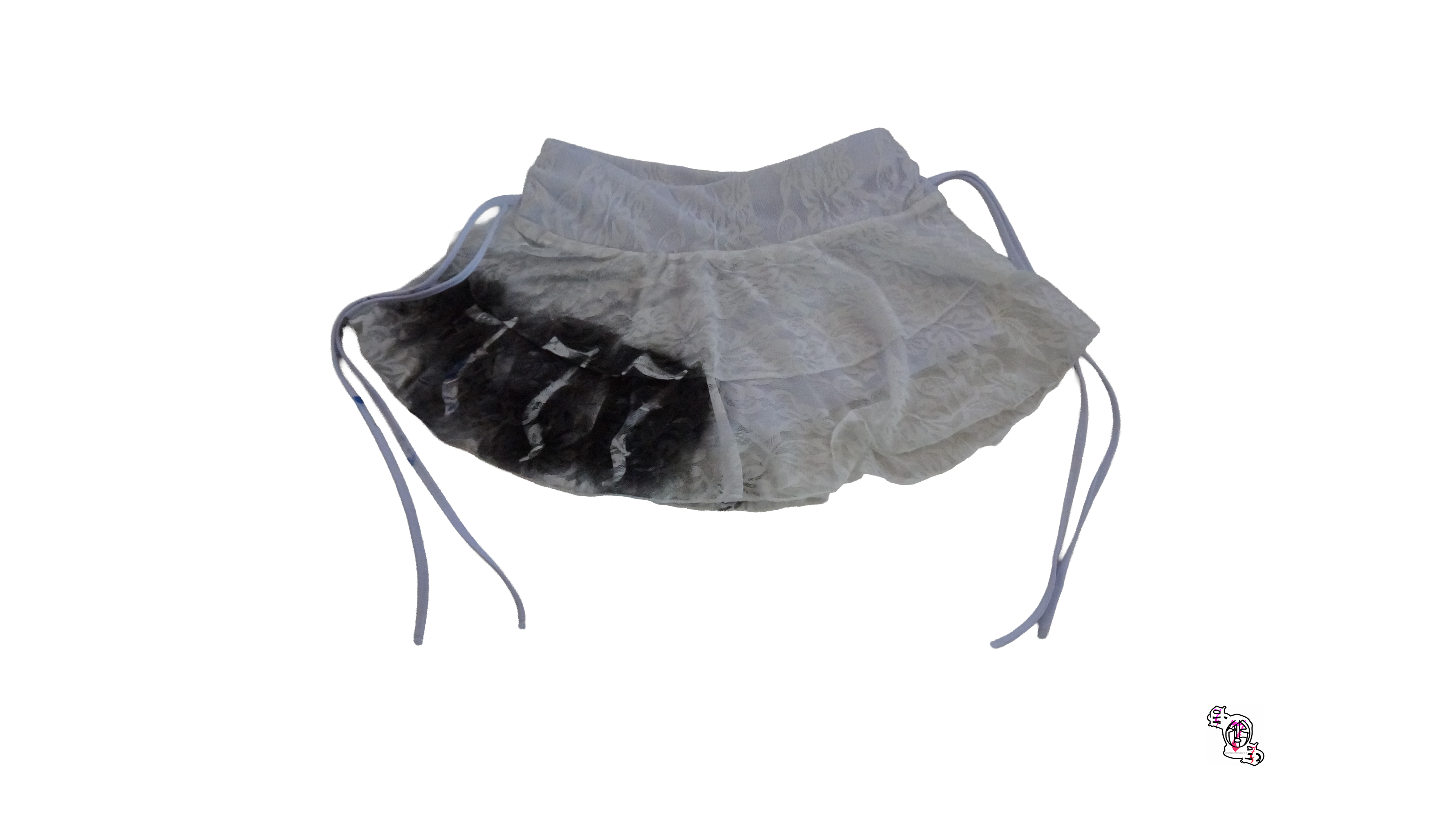 "SOS Pill bottle" White SHEIN MOD Casual Low Waist Drawstring Cute Bow Lace Fabric Double Layer Cake Skirt