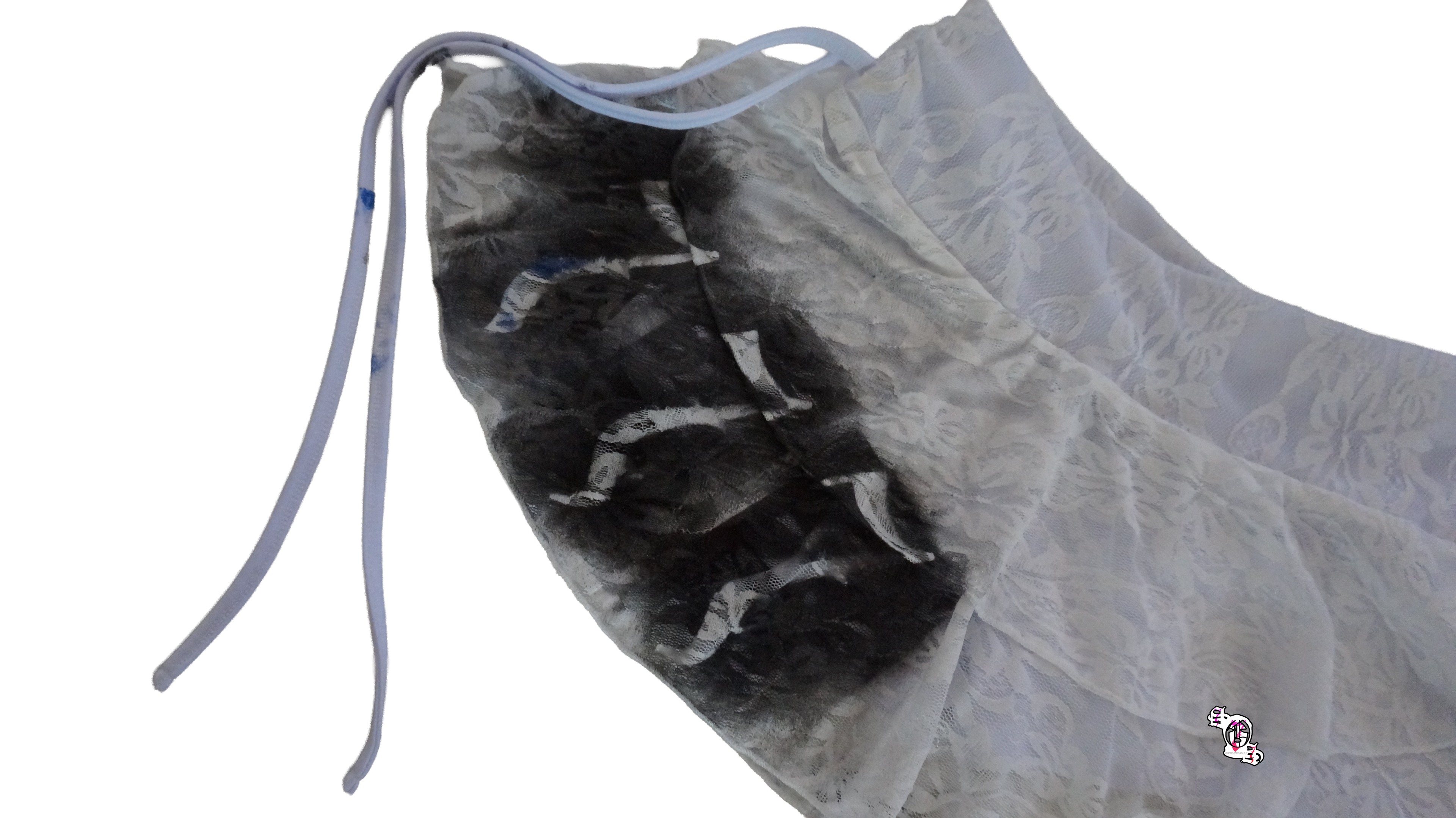 "SOS Pill bottle" White SHEIN MOD Casual Low Waist Drawstring Cute Bow Lace Fabric Double Layer Cake Skirt