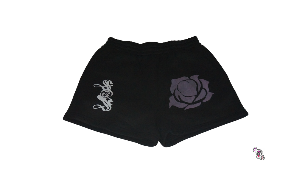 "777" Black Elamini Solid Elastic Waist Track Shorts