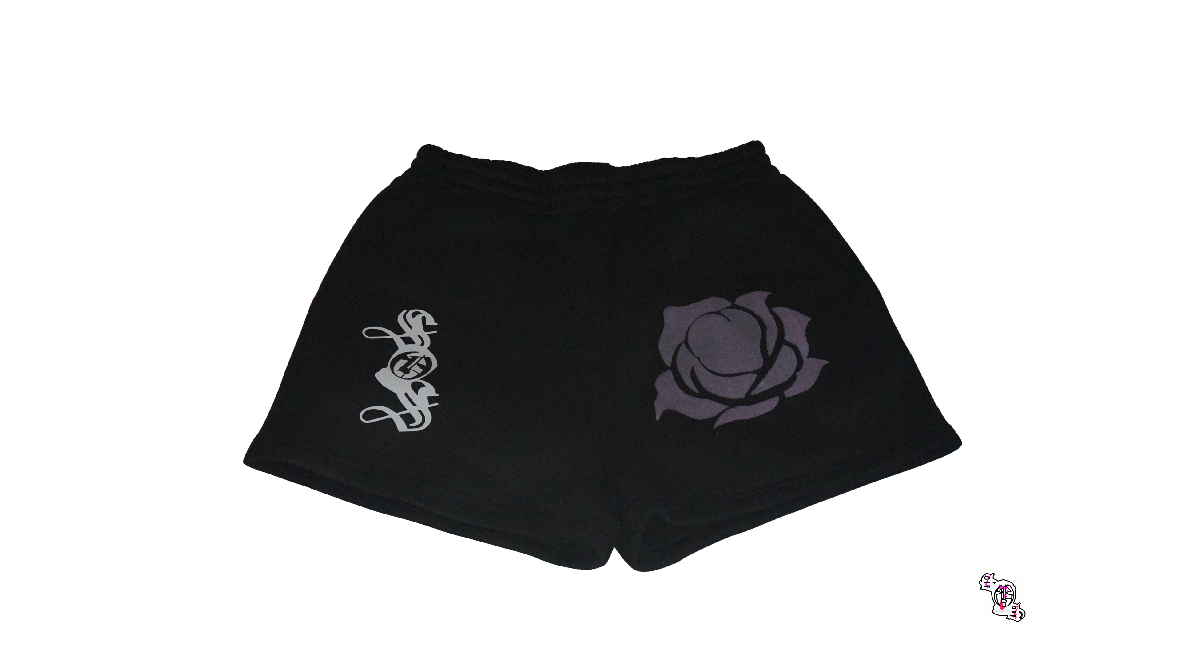 "777" Black Elamini Solid Elastic Waist Track Shorts