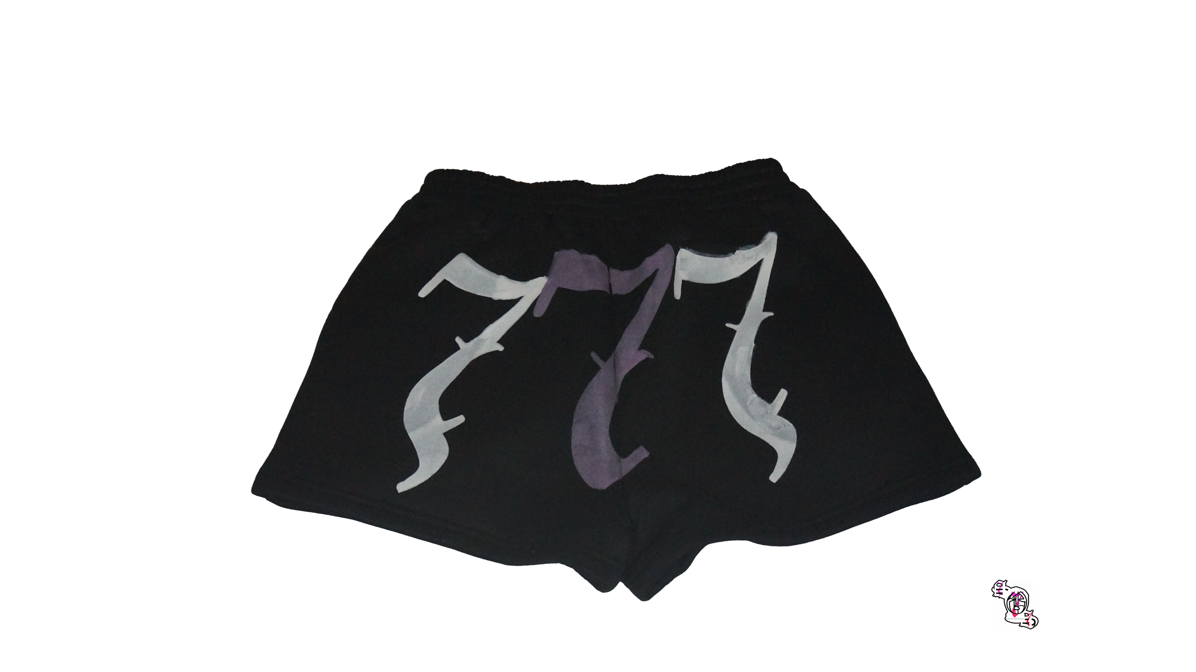 "777" Black Elamini Solid Elastic Waist Track Shorts