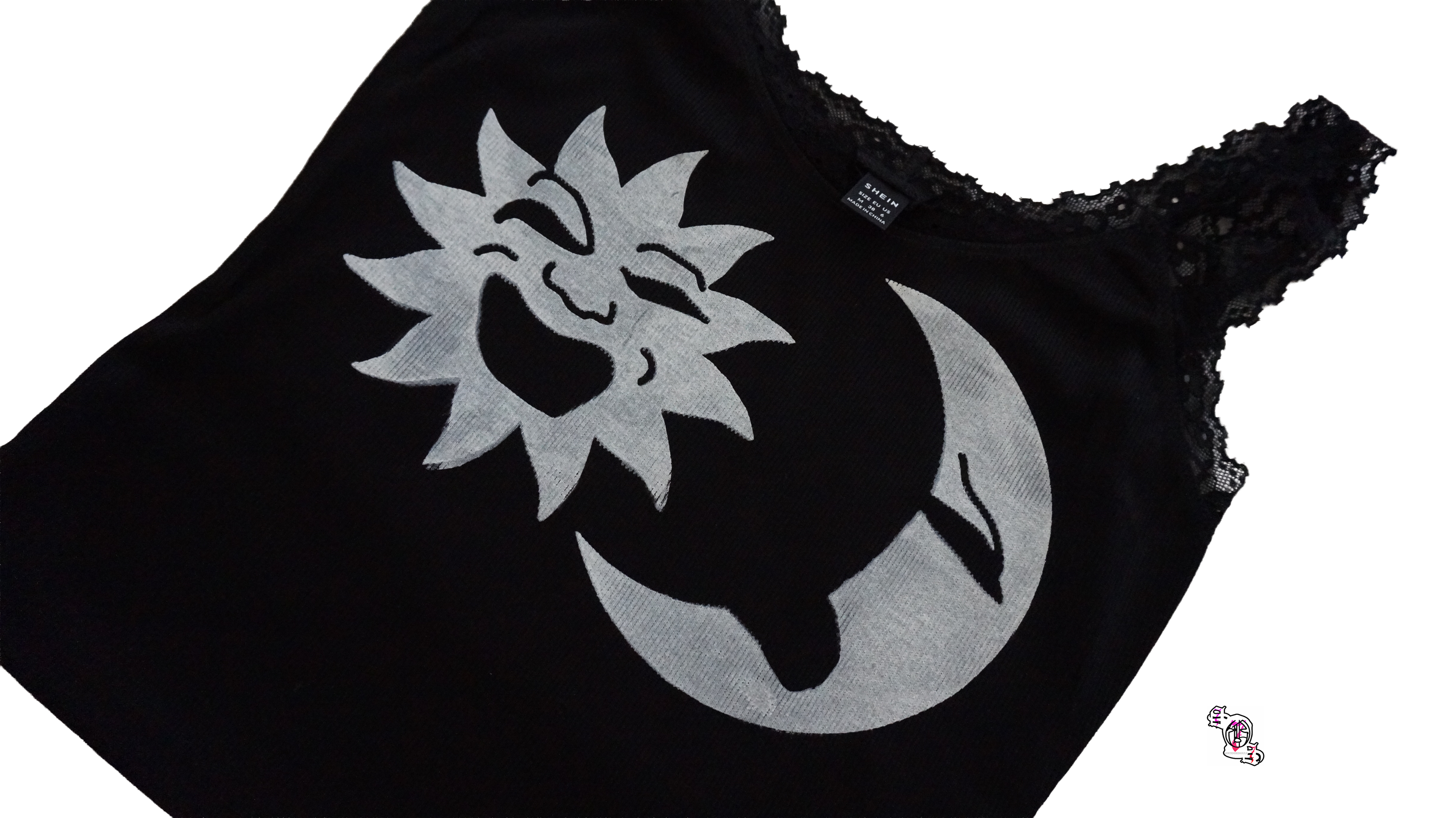 "Beautiful Struggles Sun and Moon" Black SHEIN Essnce Summer Lace Trimmed Tight-Fitting Casual Vacation Knitted Tank Top
