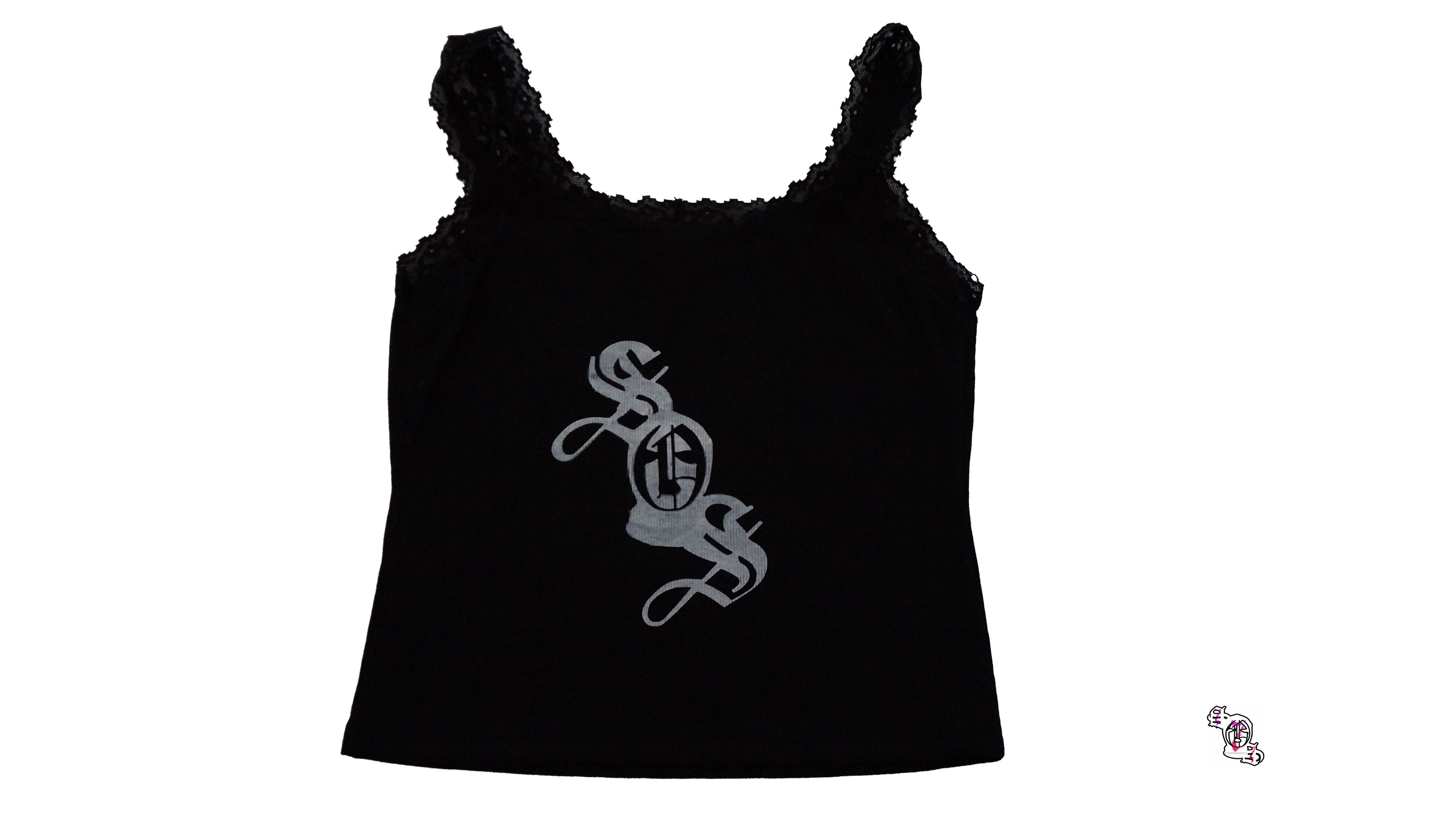 "Beautiful Struggles Sun and Moon" Black SHEIN Essnce Summer Lace Trimmed Tight-Fitting Casual Vacation Knitted Tank Top