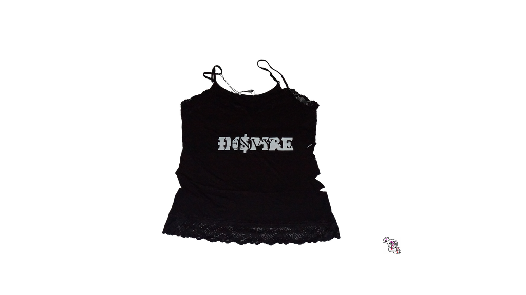 "Inspire Envy" Black Kate Kasin Adjustable Spaghetti Strap Lace Trim Cami Tunic Tank Top
