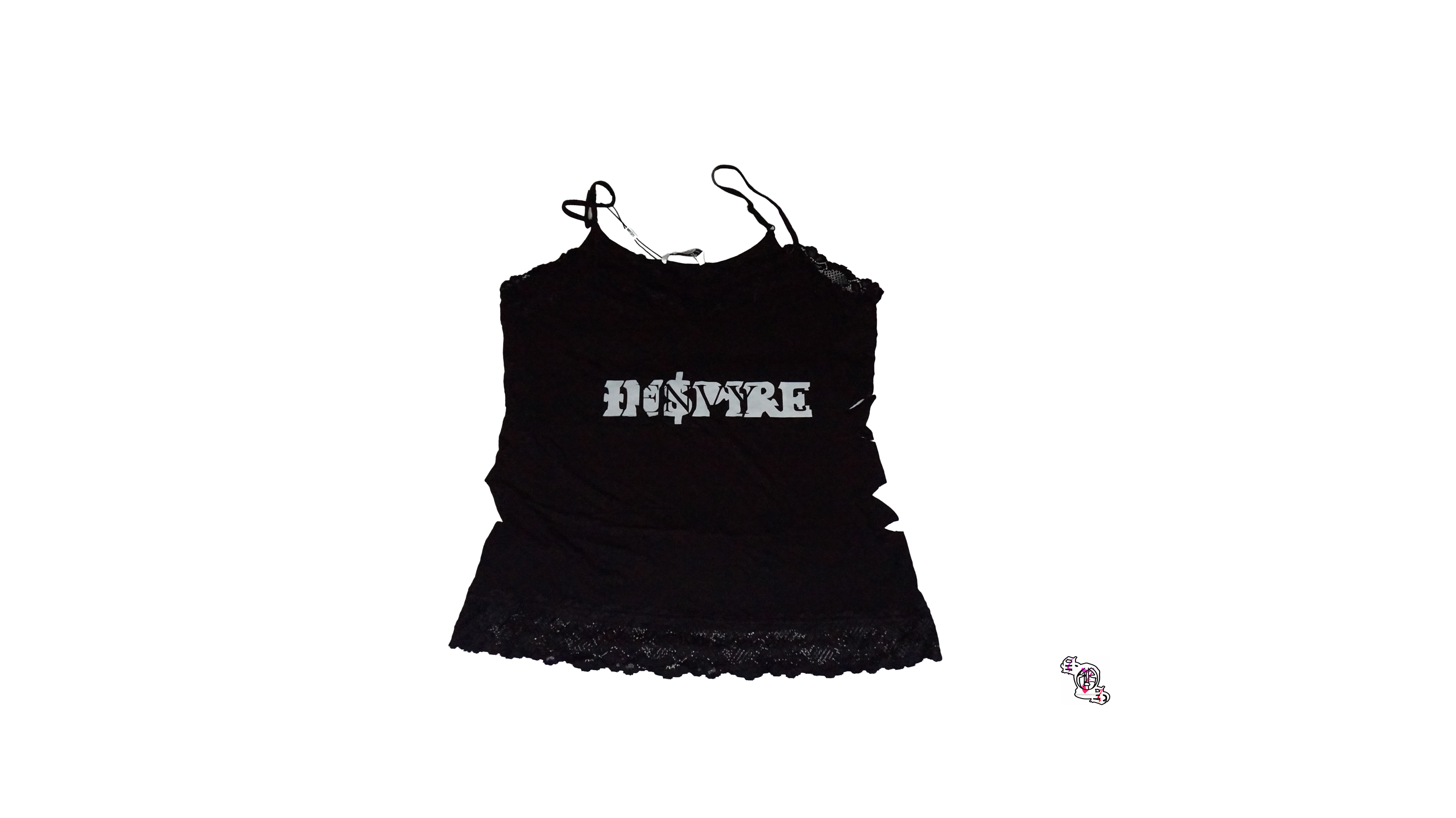 "Inspire Envy" Black Kate Kasin Adjustable Spaghetti Strap Lace Trim Cami Tunic Tank Top