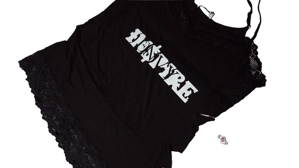 "Inspire Envy" Black Kate Kasin Adjustable Spaghetti Strap Lace Trim Cami Tunic Tank Top