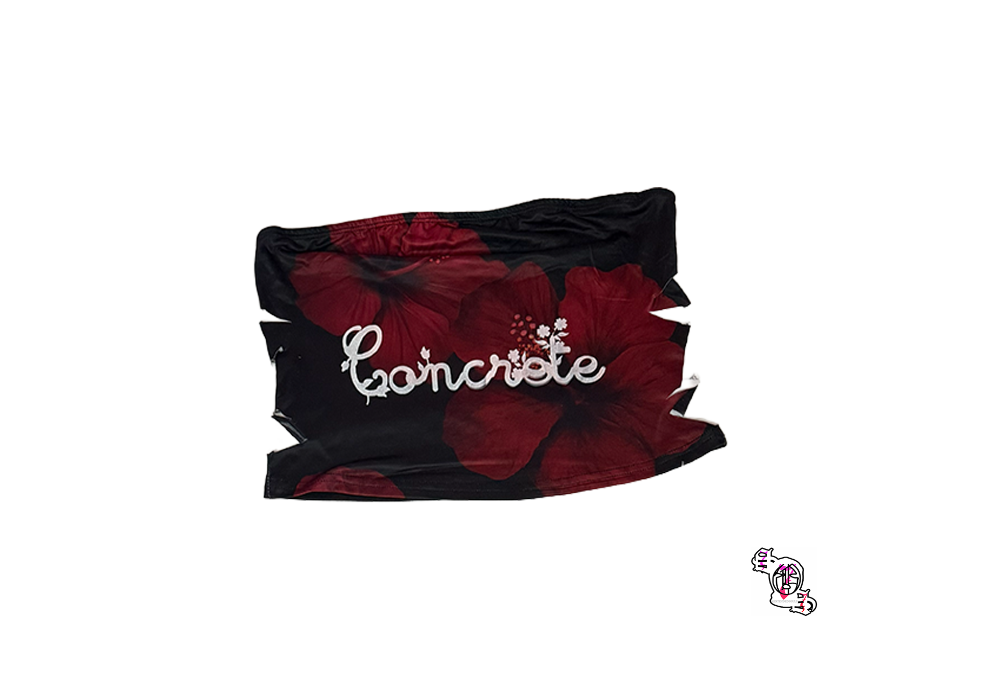 "Concrete Flowers" Aloruh Women's Casual Vacation Bandeau Crop Top, Red Floral Print