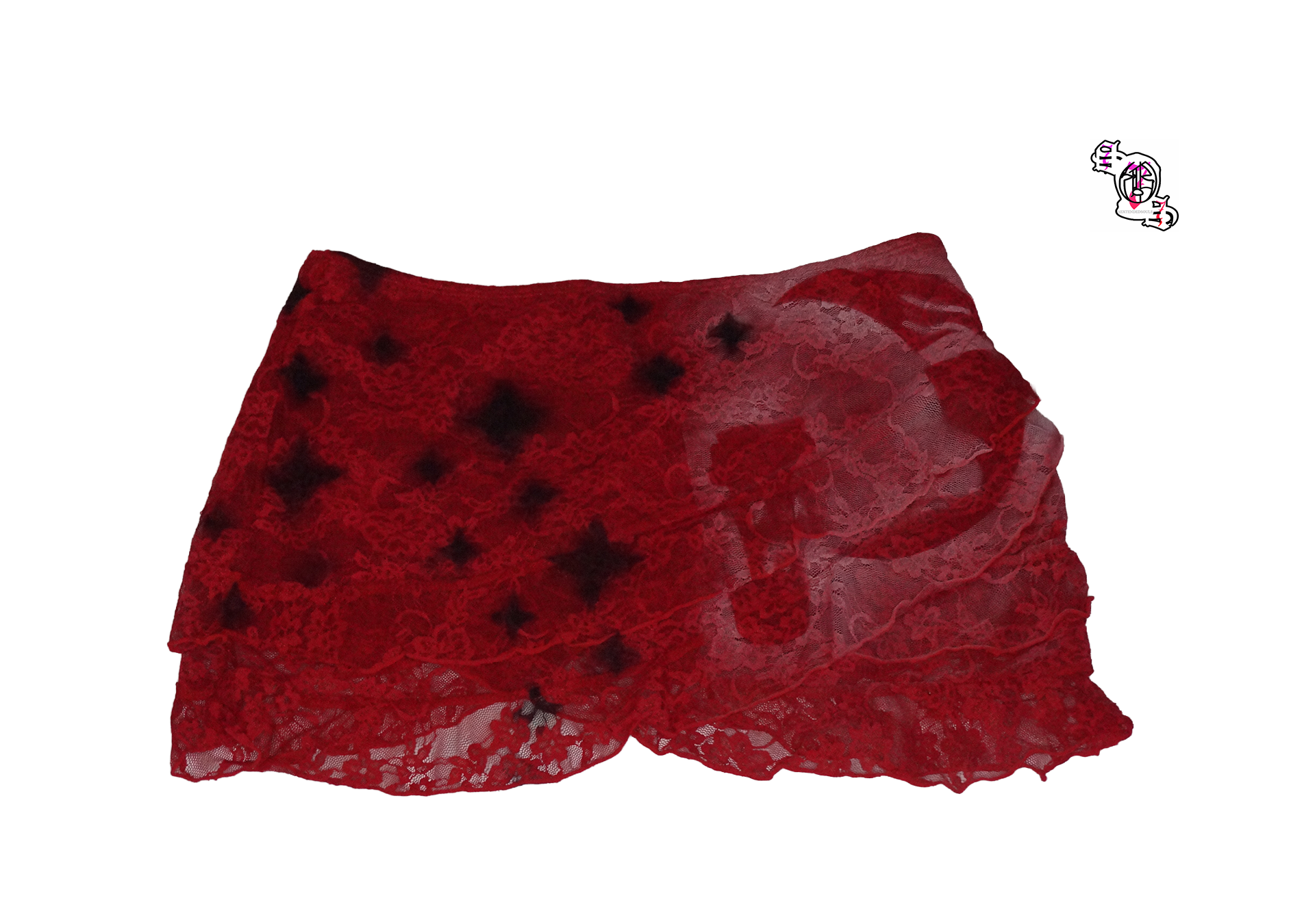 "Beautiful Struggles" Red Swim Mod Women's Elegant Lace Double-Layer Ruffle Hollow-Out Semi-Skirt Camisole