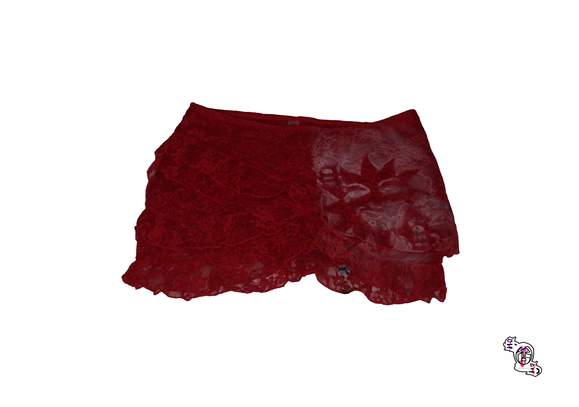 "Beautiful Struggles" Red Swim Mod Women's Elegant Lace Double-Layer Ruffle Hollow-Out Semi-Skirt Camisole