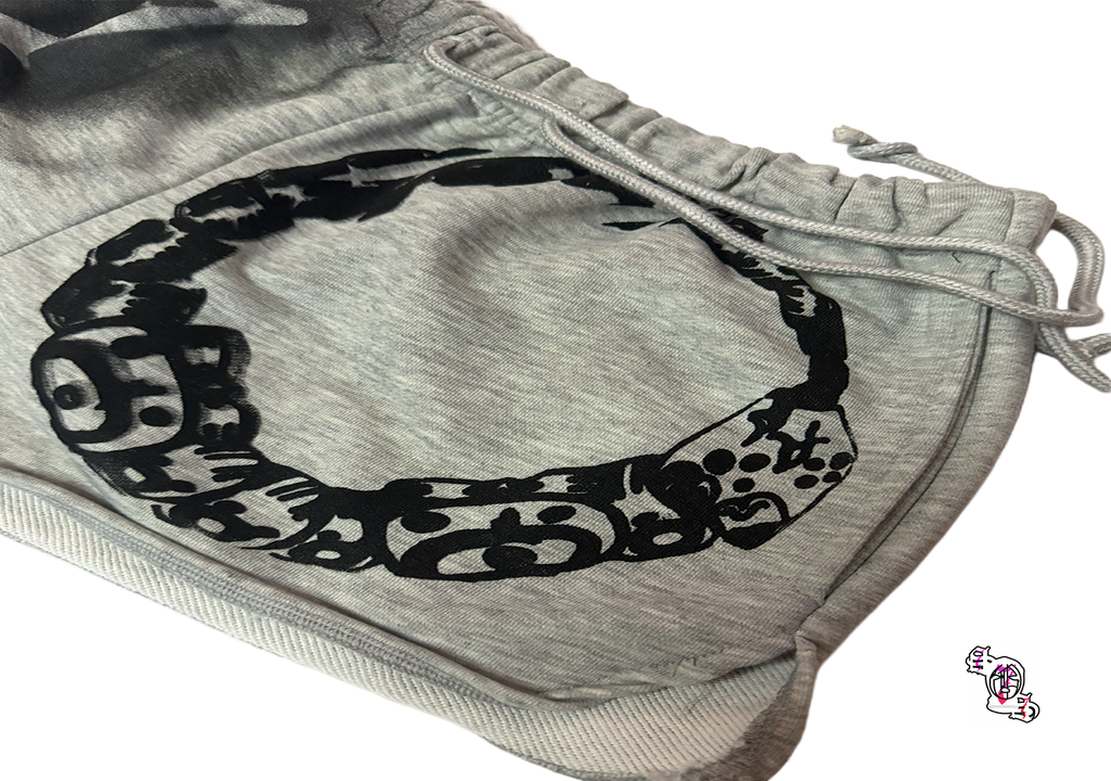 "SOS Ouroborus" Grey SHEIN EZwear Women Casual Drawstring Elastic Waist Super Low Rise Shorts