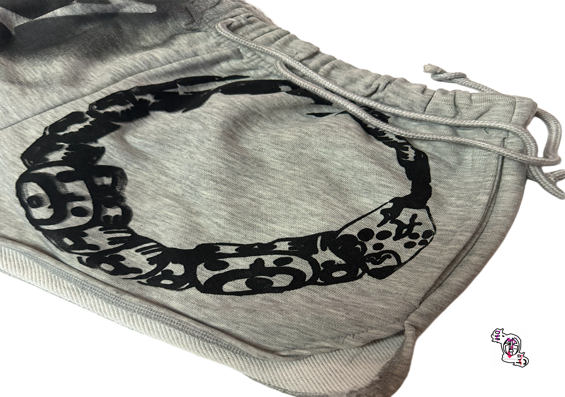 "SOS Ouroborus" Grey SHEIN EZwear Women Casual Drawstring Elastic Waist Super Low Rise Shorts