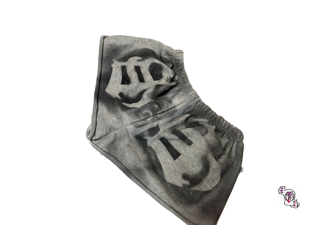 "SOS Ouroborus" Grey SHEIN EZwear Women Casual Drawstring Elastic Waist Super Low Rise Shorts