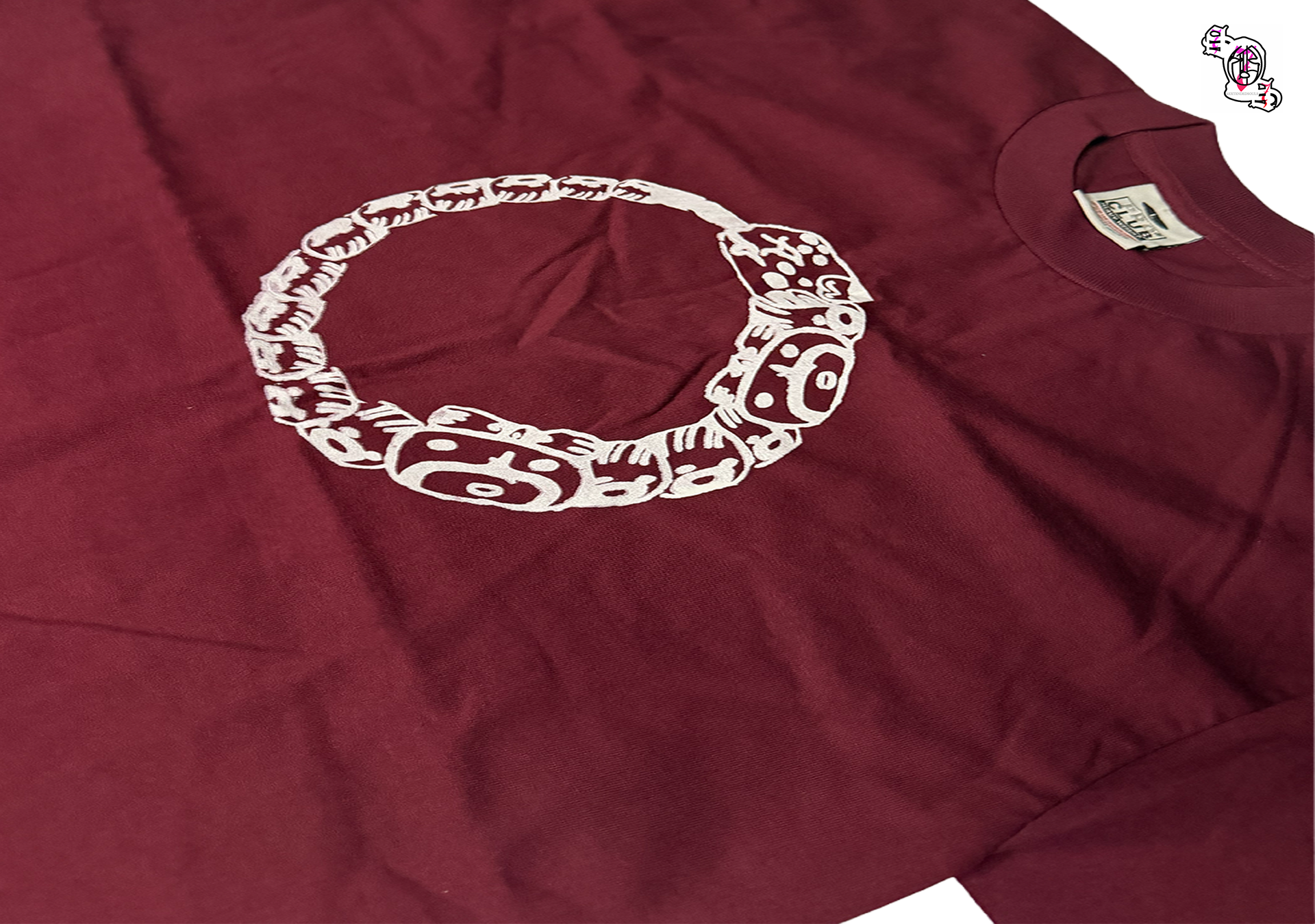 "SOS Beginning" Maroon Pro Club Men's Heavyweight Cotton Short Sleeve Crew Neck T-Shirt