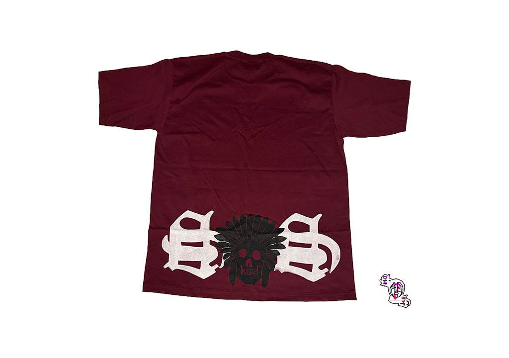 "SOS Beginning" Maroon Pro Club Men's Heavyweight Cotton Short Sleeve Crew Neck T-Shirt