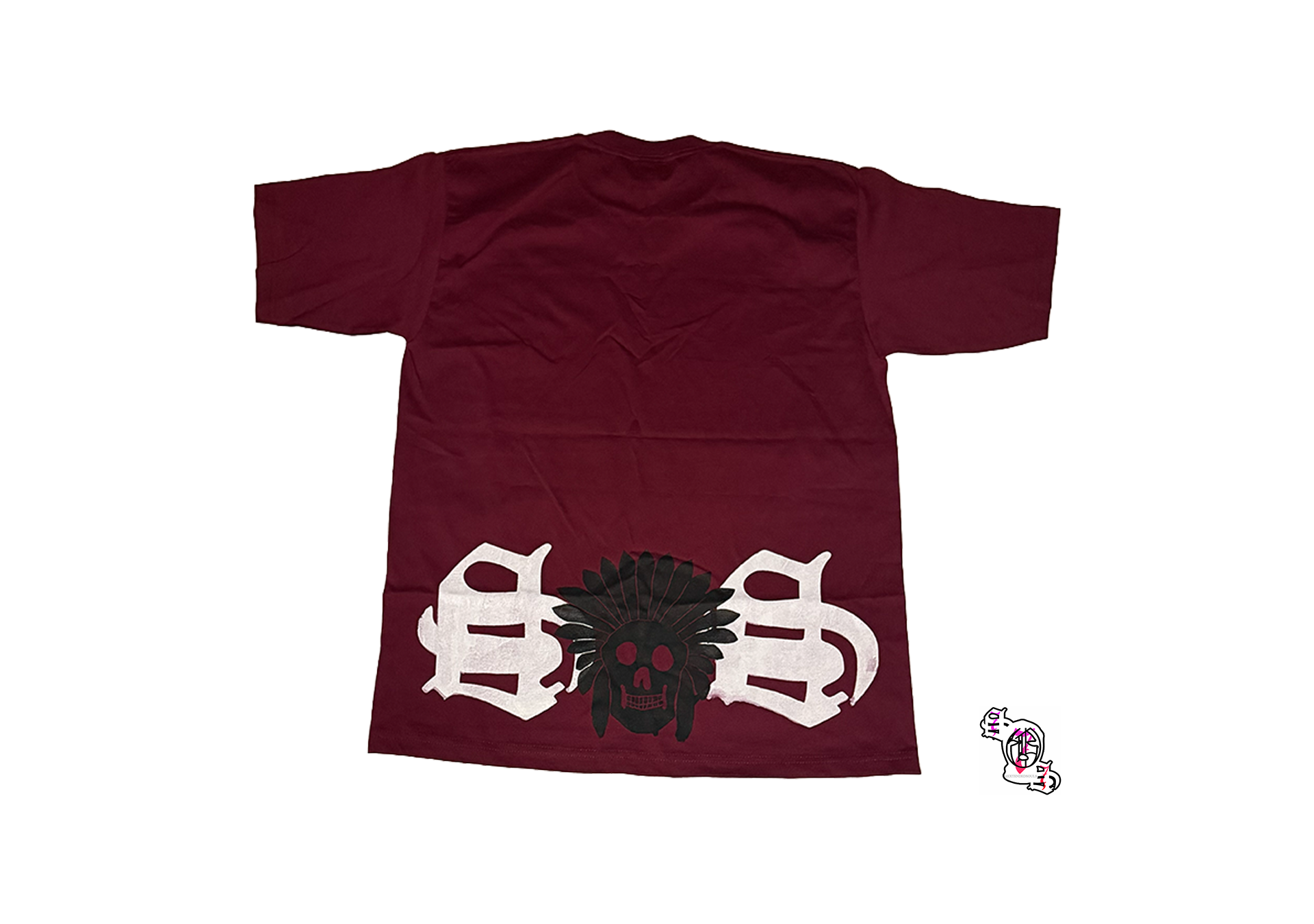 "SOS Beginning" Maroon Pro Club Men's Heavyweight Cotton Short Sleeve Crew Neck T-Shirt