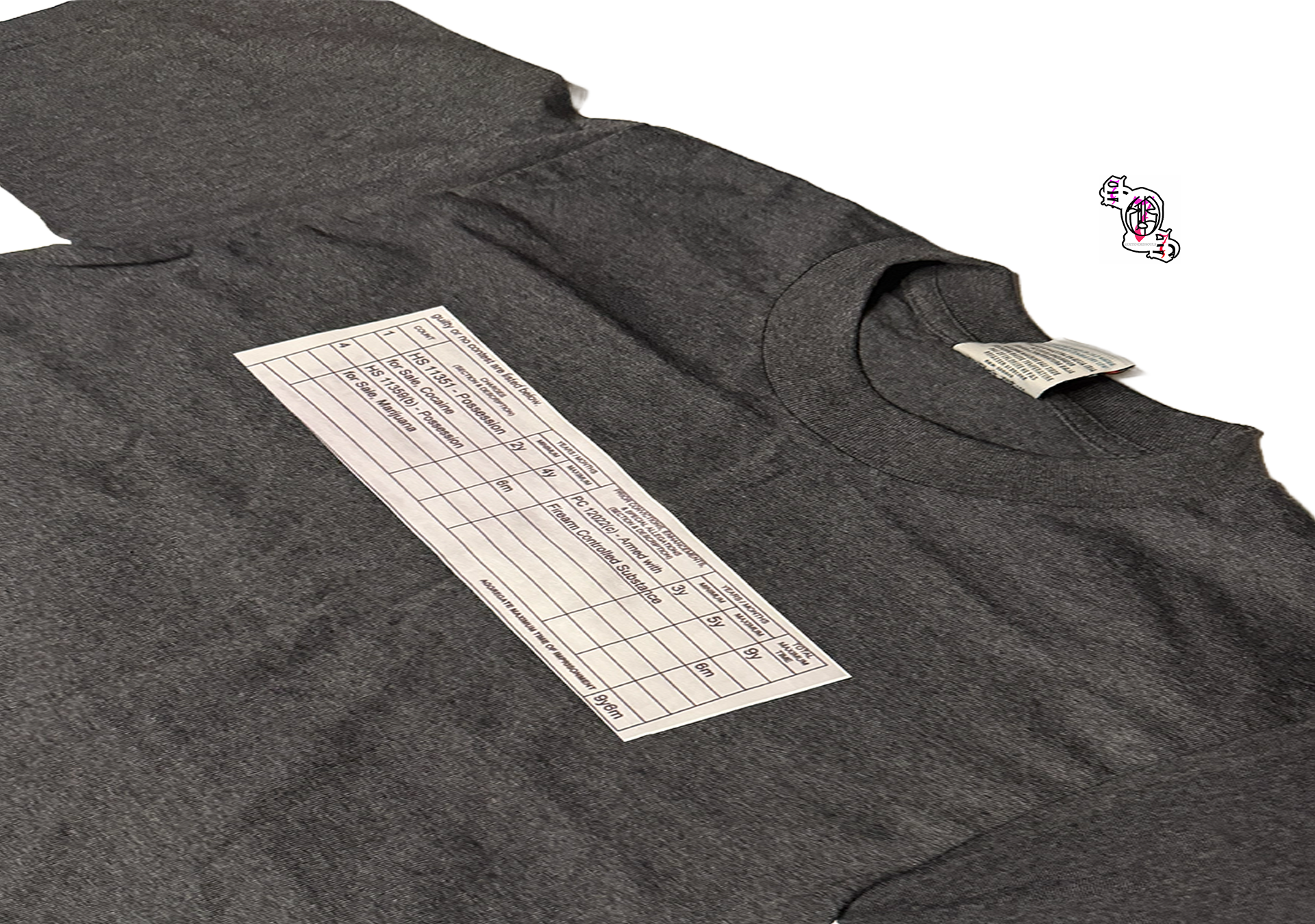 "Charges" Charcoal Pro Club Men's Heavyweight Cotton Short Sleeve Crew Neck T-Shirt