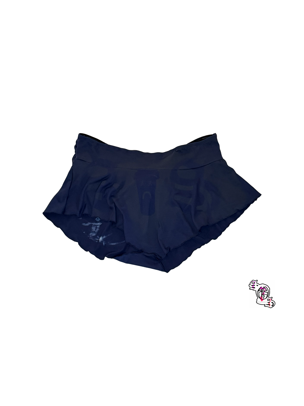 "SOS Sun and Moon" Blue SHEIN MOD Sleeveless Solid Color Tight Top With Pointed Hem And Bow Collar