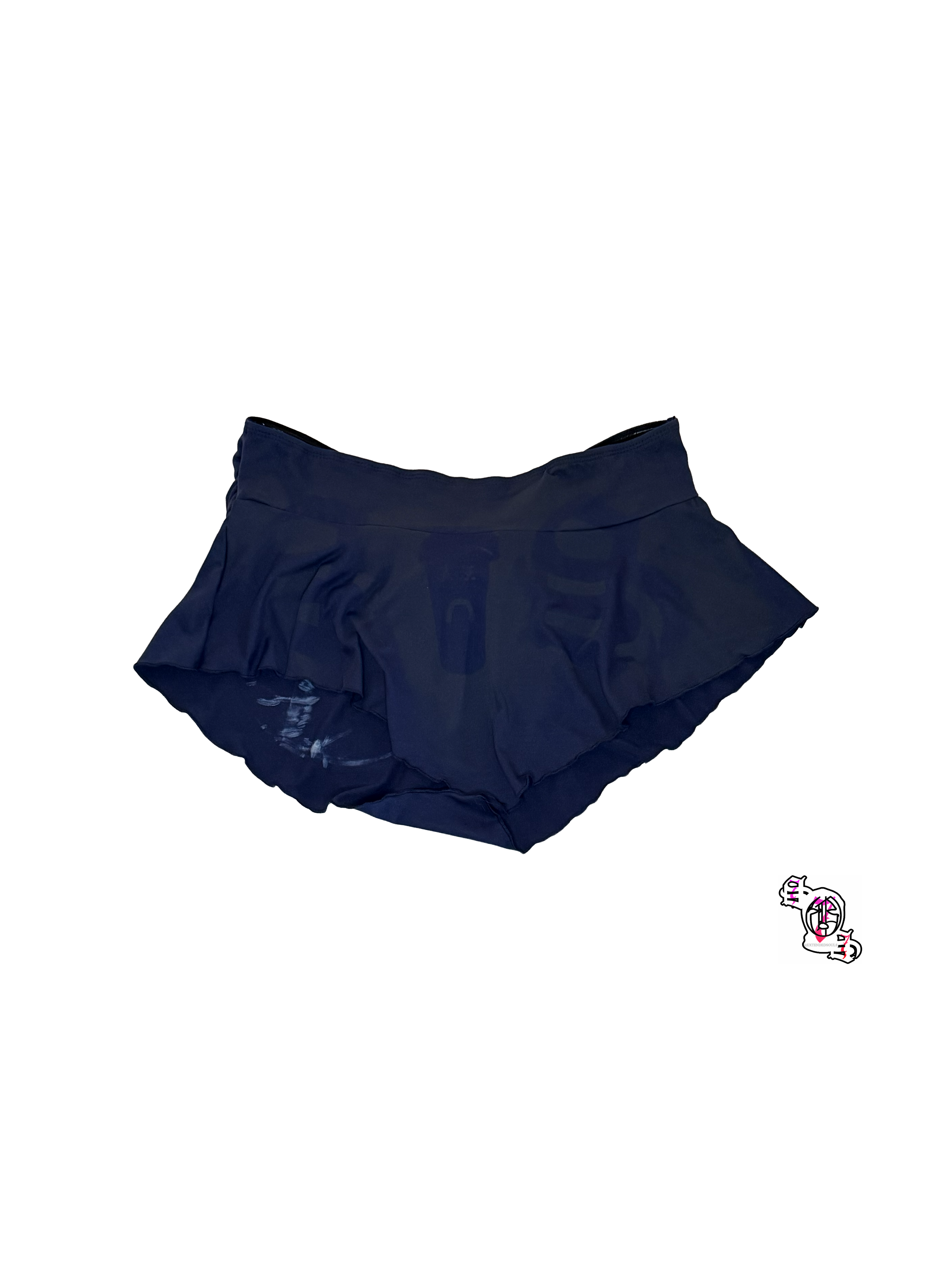 "SOS Sun and Moon" Blue SHEIN MOD Sleeveless Solid Color Tight Top With Pointed Hem And Bow Collar