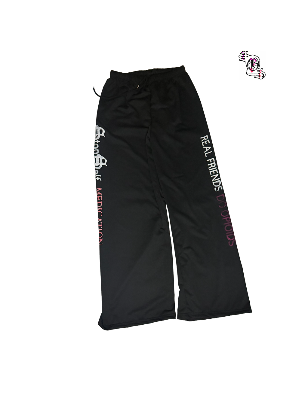 "SOS Stop Self Medication" Black SHEIN LUNE Women's Casual Plush Hoodie With Drawstring Waist And Cuffed Pants